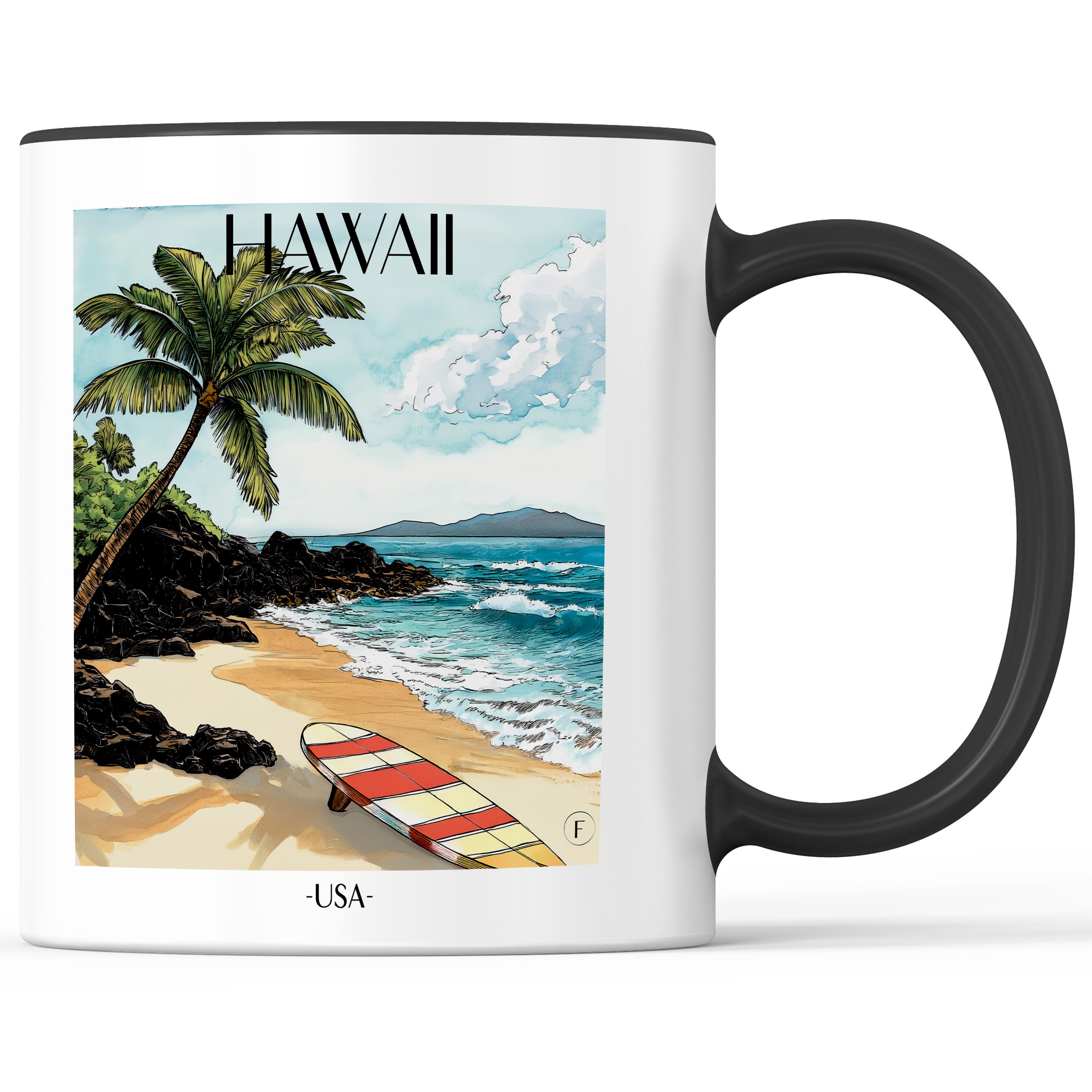 Hawaii - Vereinigte Staaten Becher - Kaffeetasse im Aquarell Stil - favplace