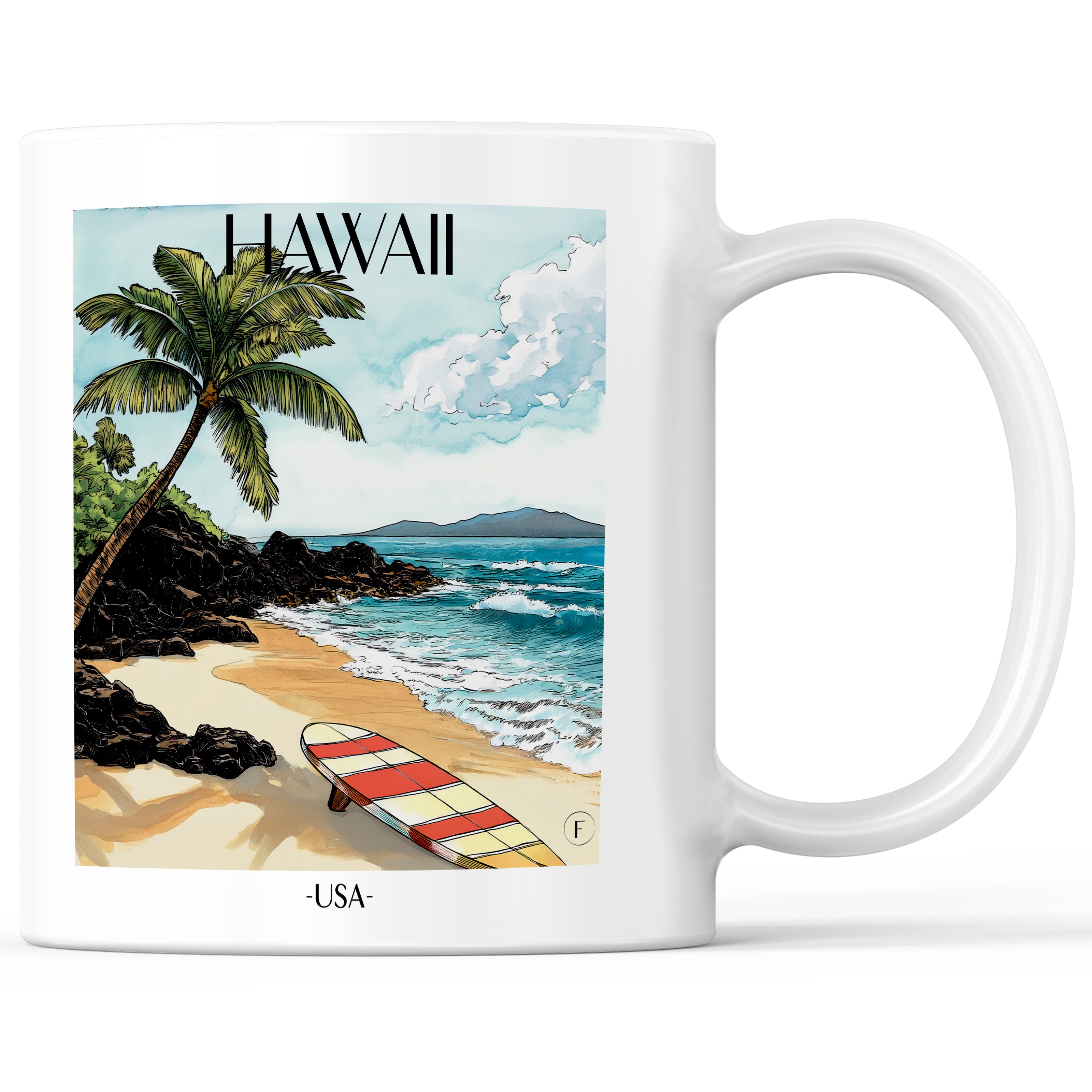 Hawaii - Vereinigte Staaten Becher - Kaffeetasse im Aquarell Stil - favplace