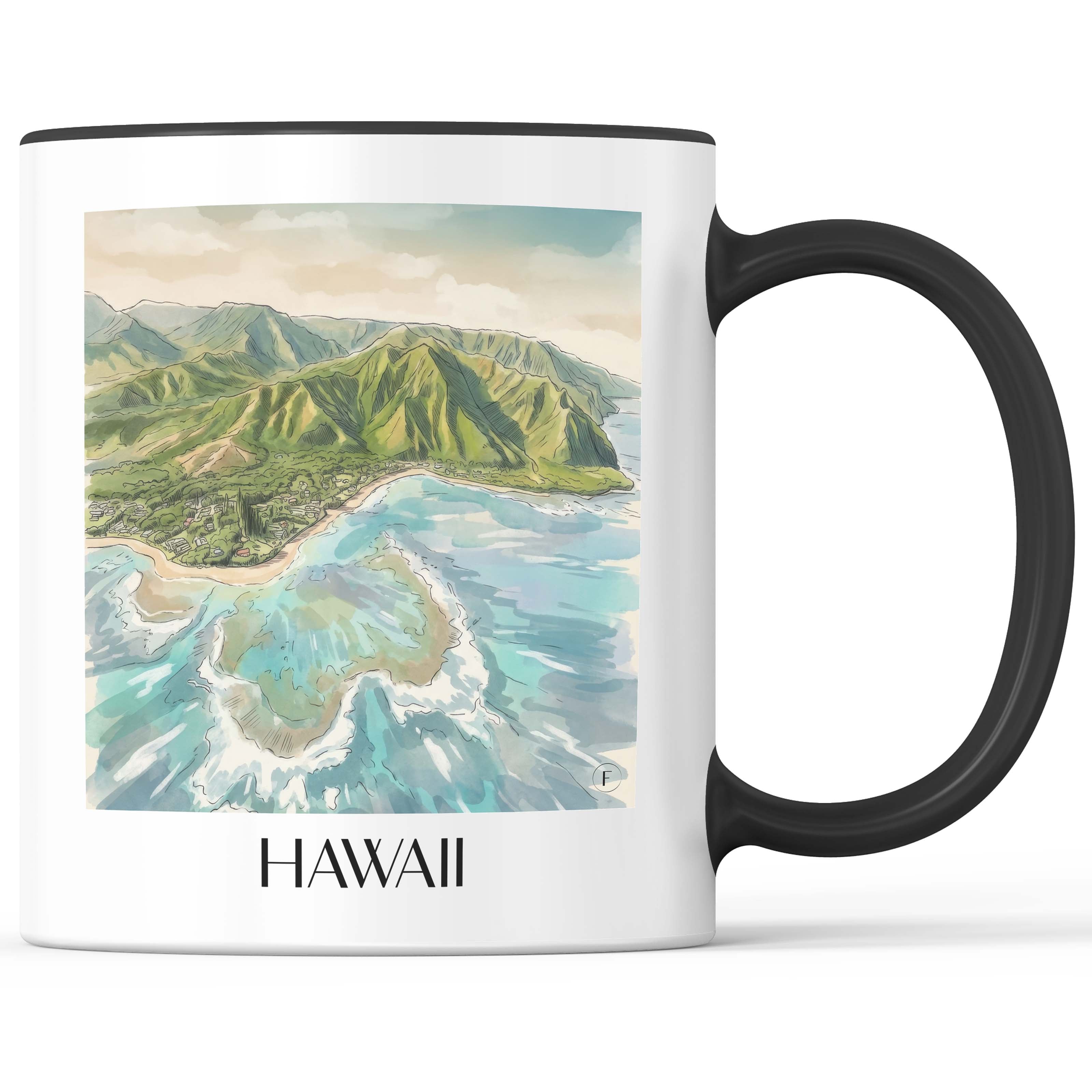 Hawaii - Vereinigte Staaten Becher - Kaffeetasse im Aquarell Stil - favplace