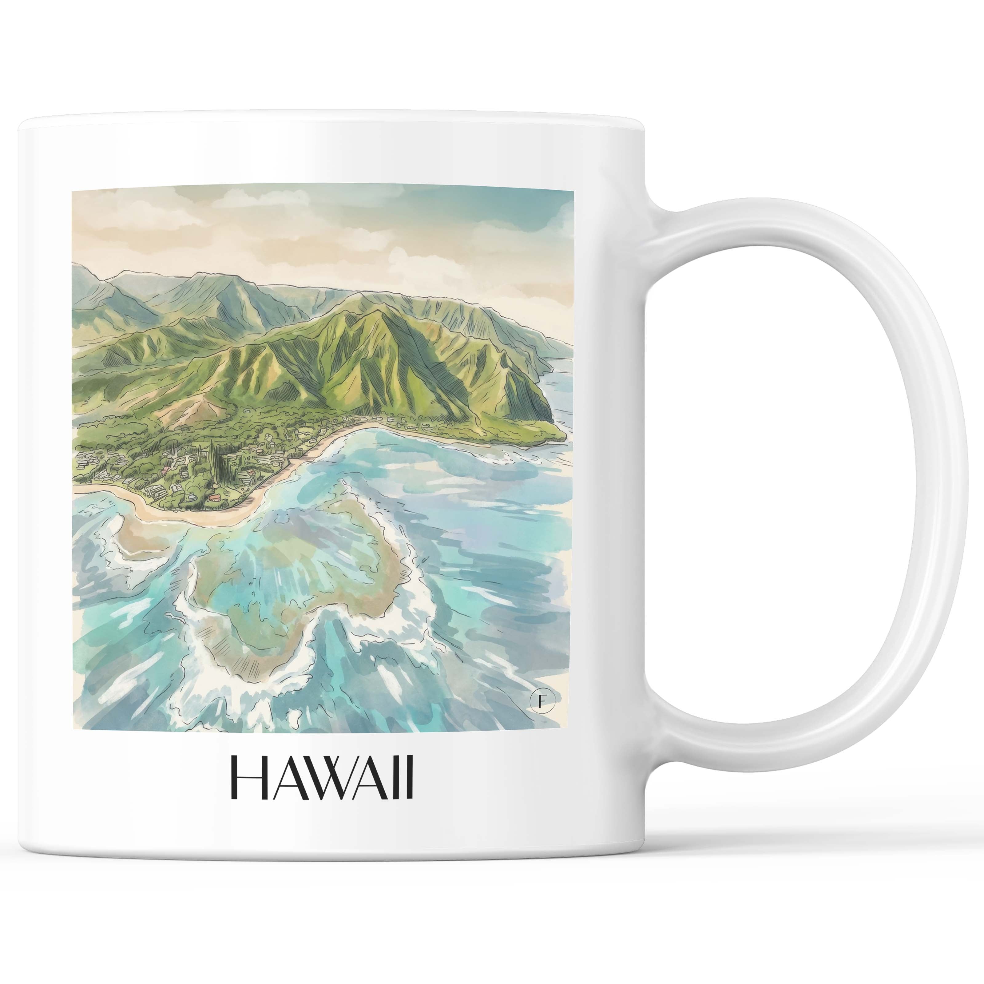 Hawaii - Vereinigte Staaten Becher - Kaffeetasse im Aquarell Stil - favplace