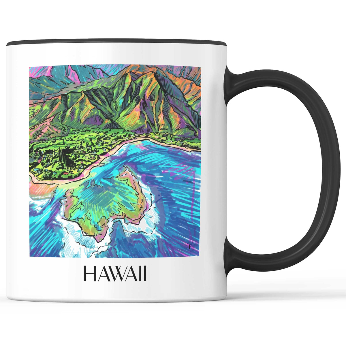 hawaii-vereinigte-staaten-kaffeebecher-graffiti