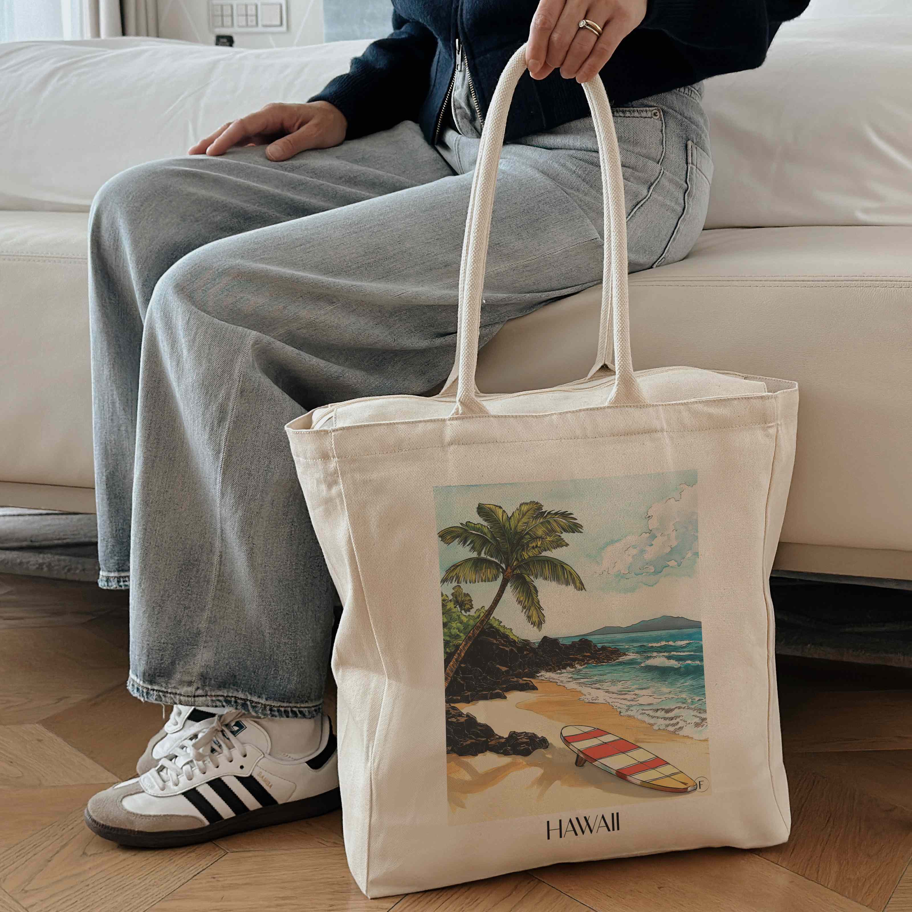 hawaii-vereinigte-staaten-einkaufstasche-aquarell
