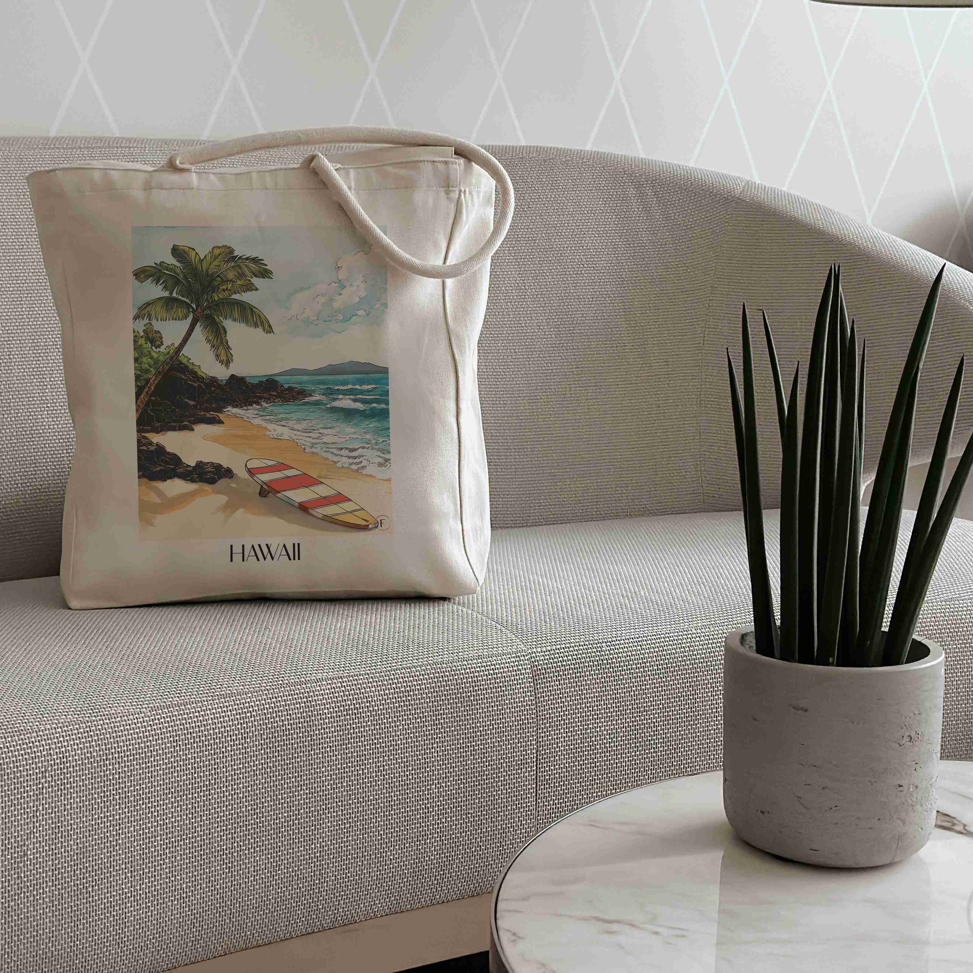 hawaii-vereinigte-staaten-einkaufstasche-aquarell