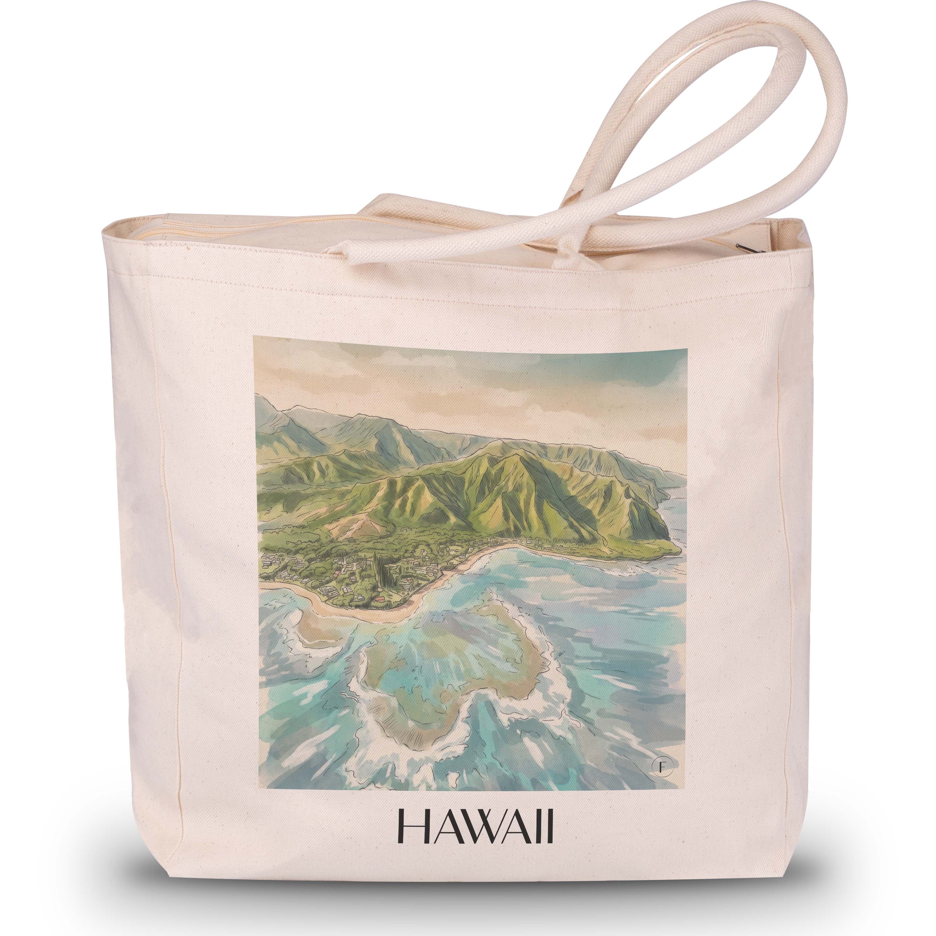 Hawaii - Vereinigte Staaten Tote Bag - Einkaufstasche im Aquarell Stil - favplace