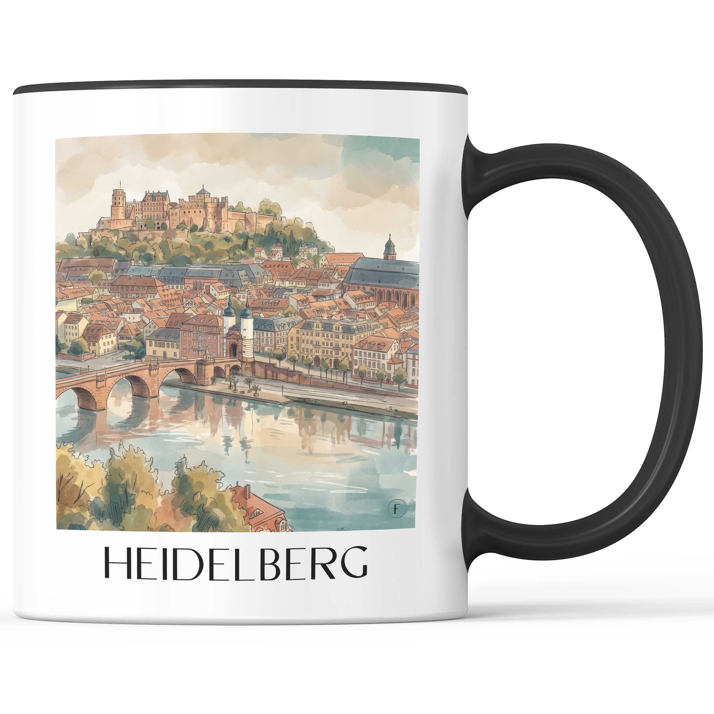 Heidelberg Kaffeebecher - Baden-Württemberg - Deutschland Becher - Kaffeetasse im Aquarell Stil - favplace