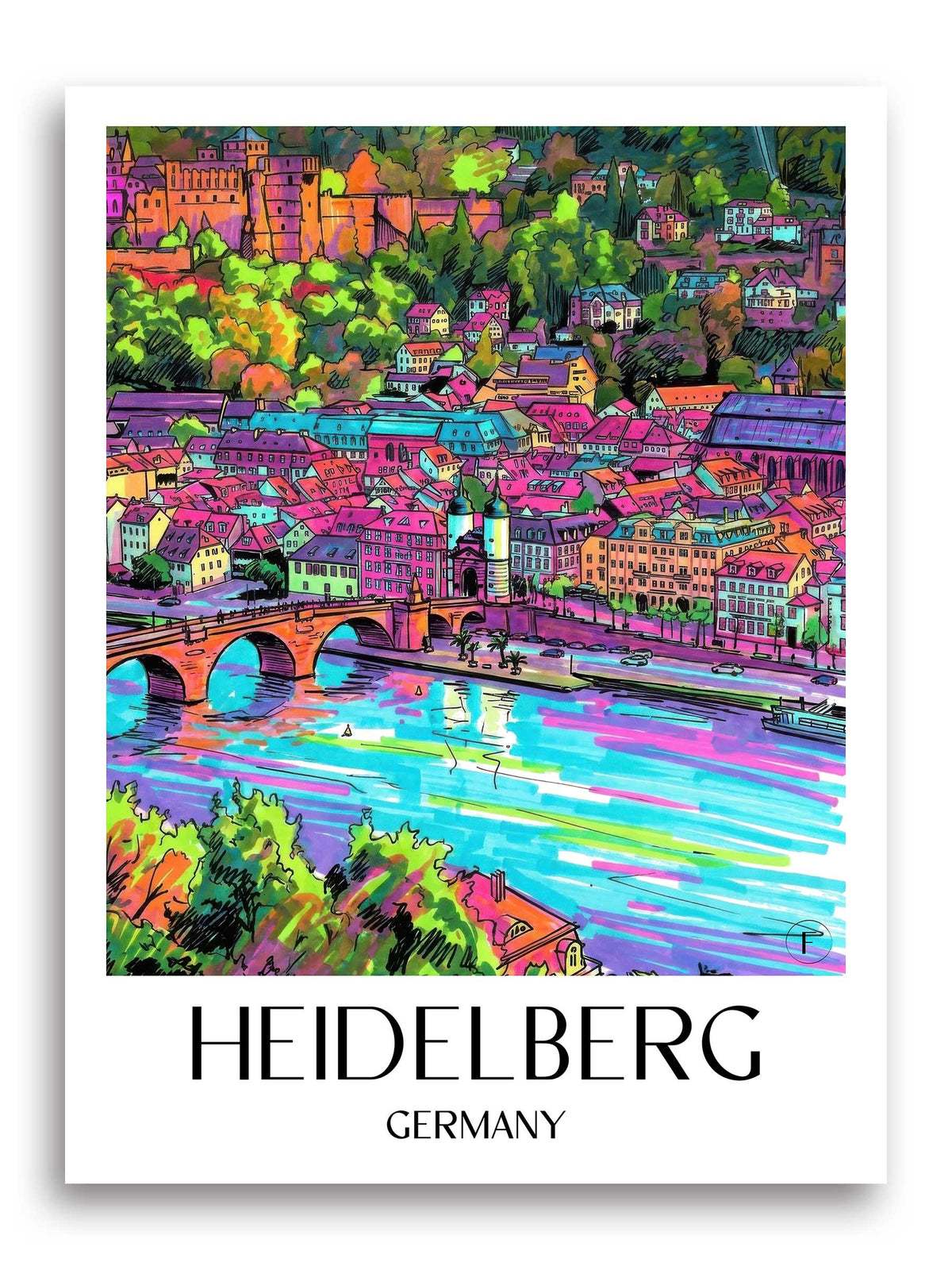 Heidelberg Poster - Baden-Württemberg - Deutschland Kunstdruck - Tag Graffiti von A4 bis A1 - favplace
