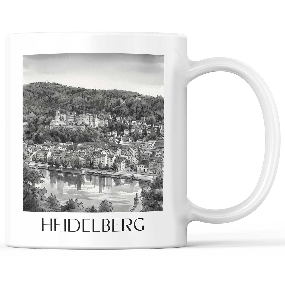 heidelberg-(bei-nacht)-baden-württemberg-deutschland-kaffeebecher-aquarell-schwarz-weiss