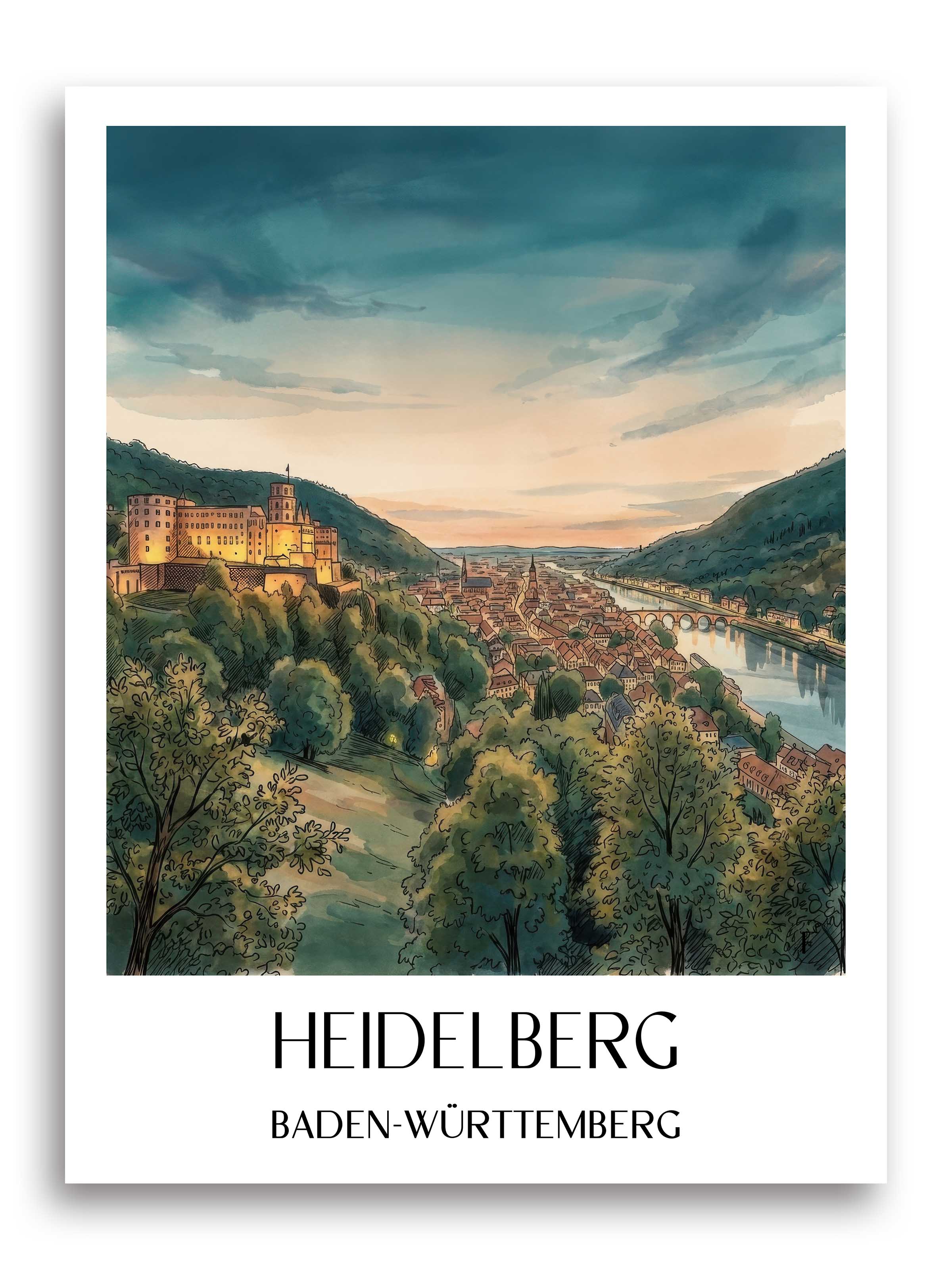 heidelberg-(bei-nacht)-baden-württemberg-deutschland-poster-aquarell