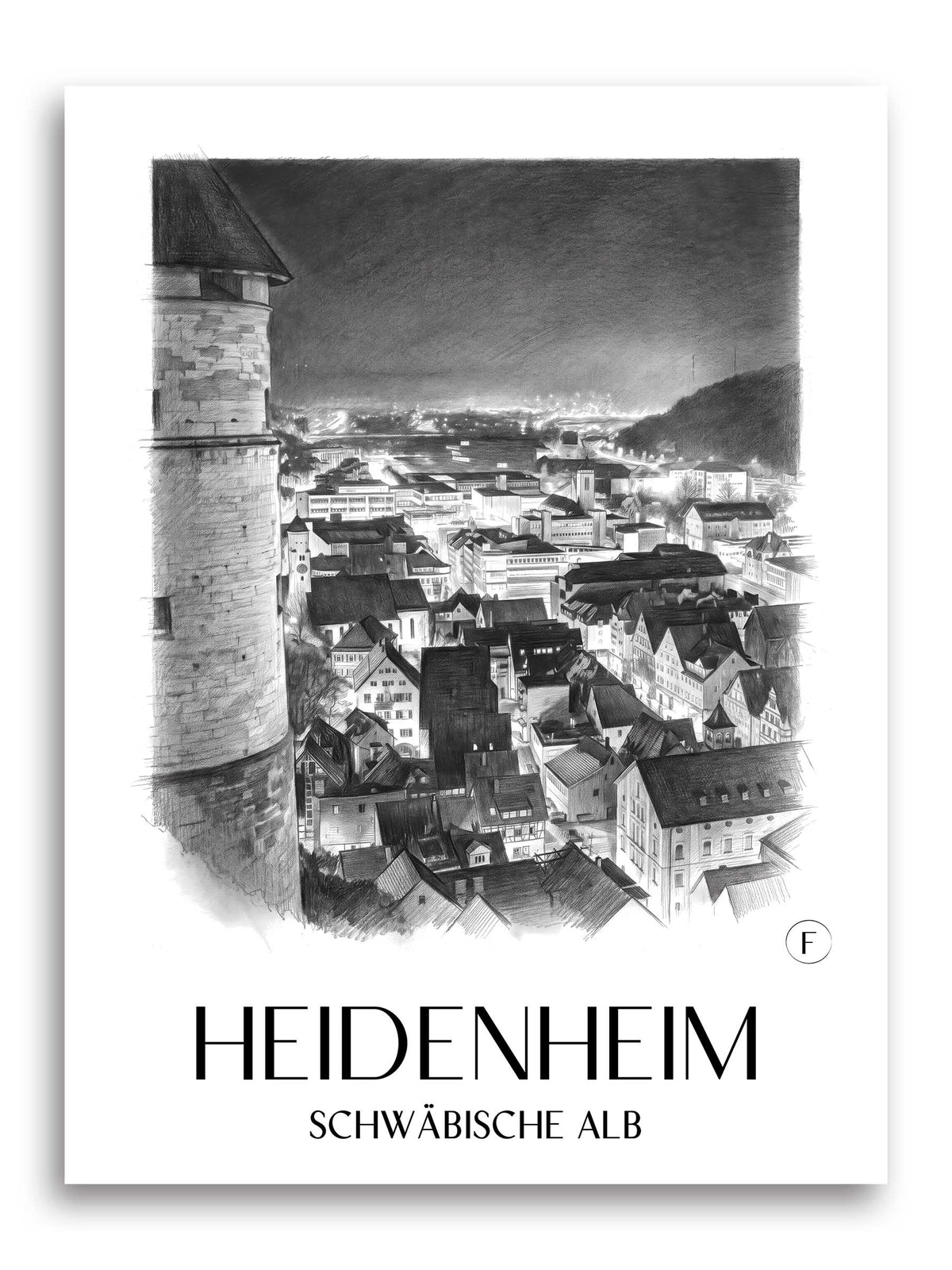 heidenheim-schwäbische-alb-deutschland-poster-bleistift-zeichnung-drawing