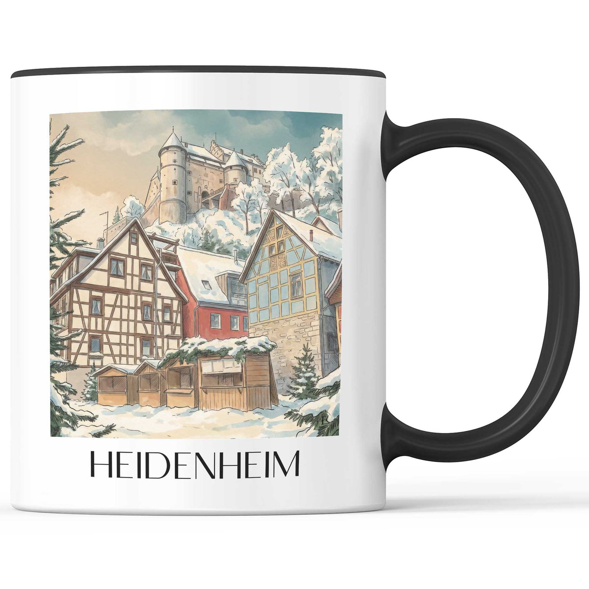 Heidenheim (im Winter) Kaffeebecher - Schwäbische Alb - Deutschland Becher - Kaffeetasse im Aquarell Stil - favplace