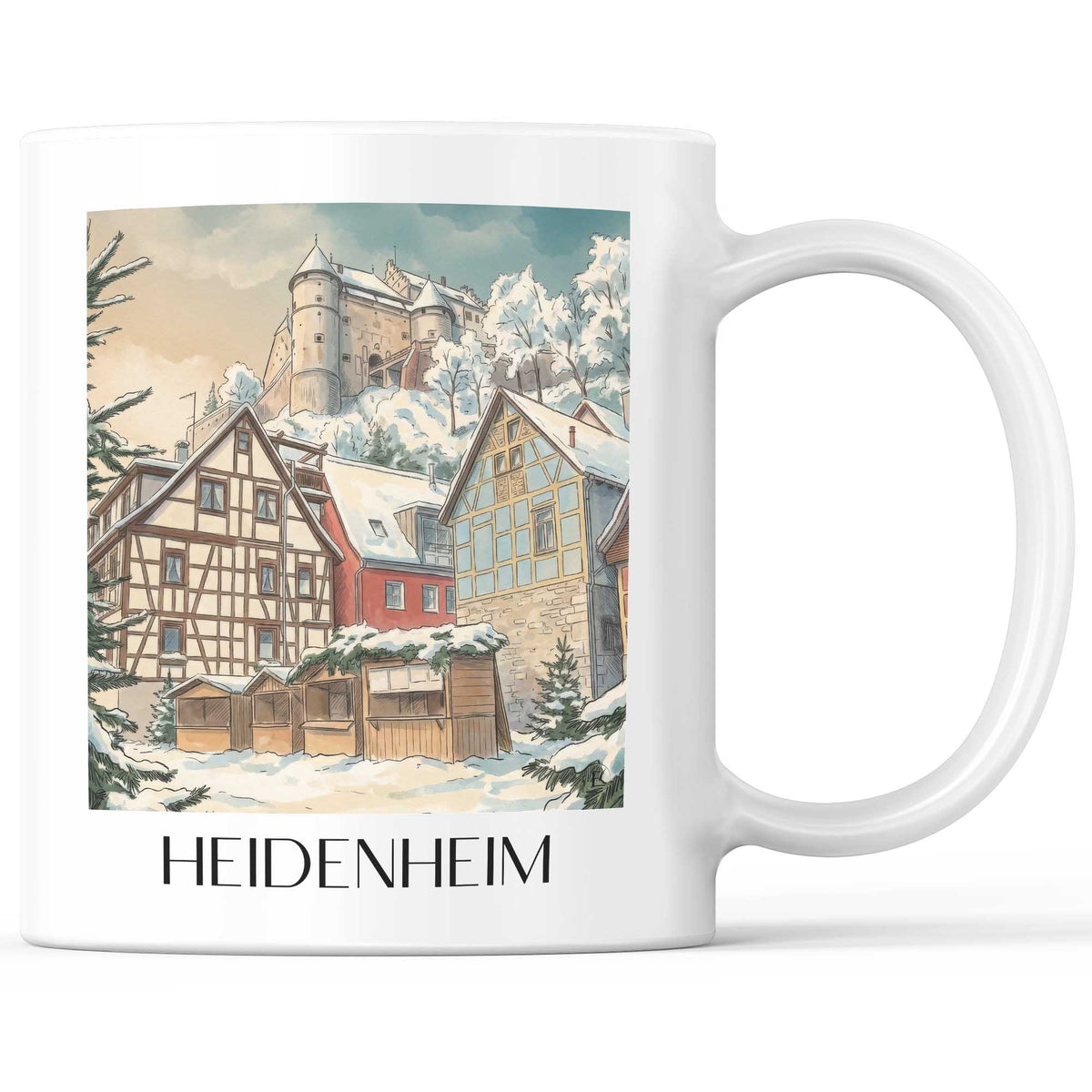 Heidenheim (im Winter) Kaffeebecher - Schwäbische Alb - Deutschland Becher - Kaffeetasse im Aquarell Stil - favplace