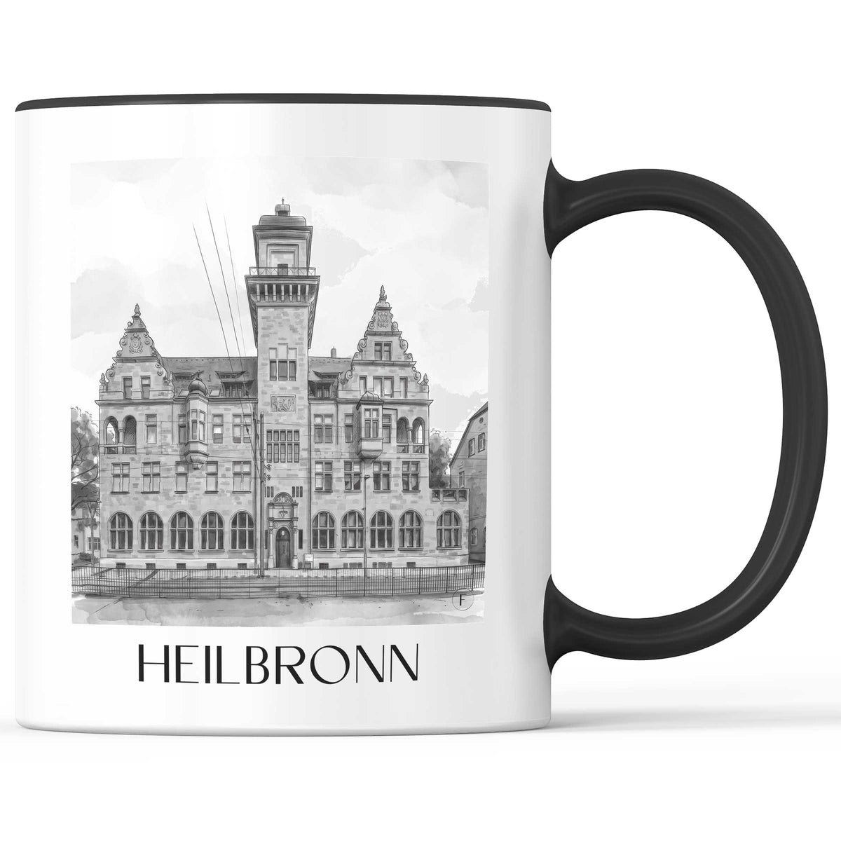 Heilbronn - Deutschland Becher - Kaffeetasse im Aquarell Schwarz-Weiß Stil - favplace