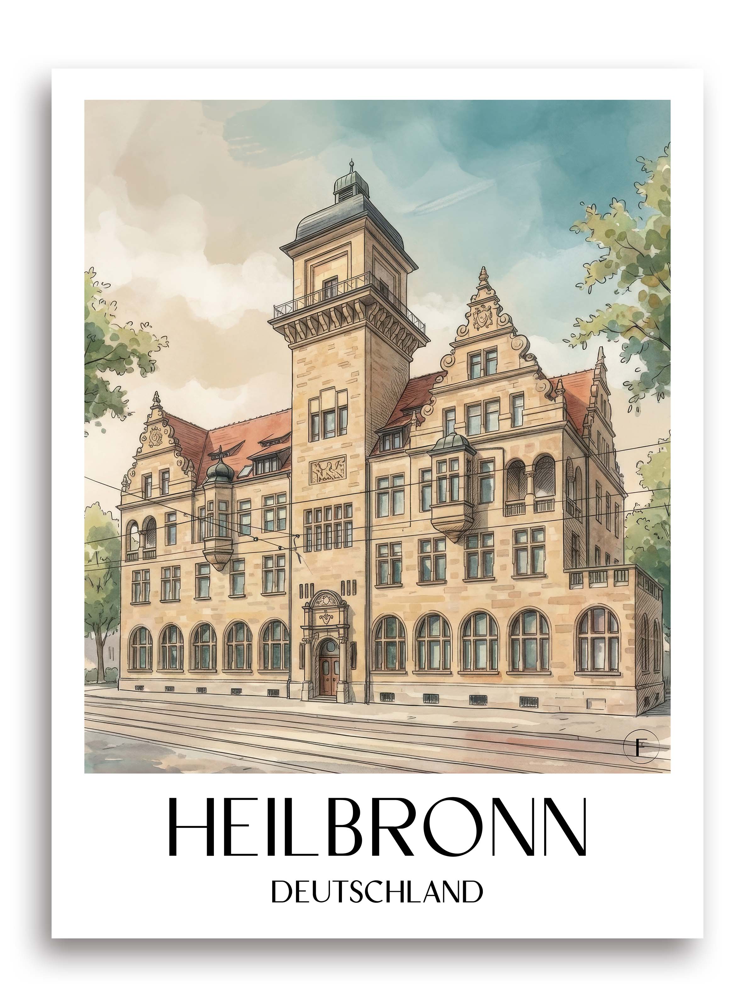 heilbronn-deutschland-poster-aquarell