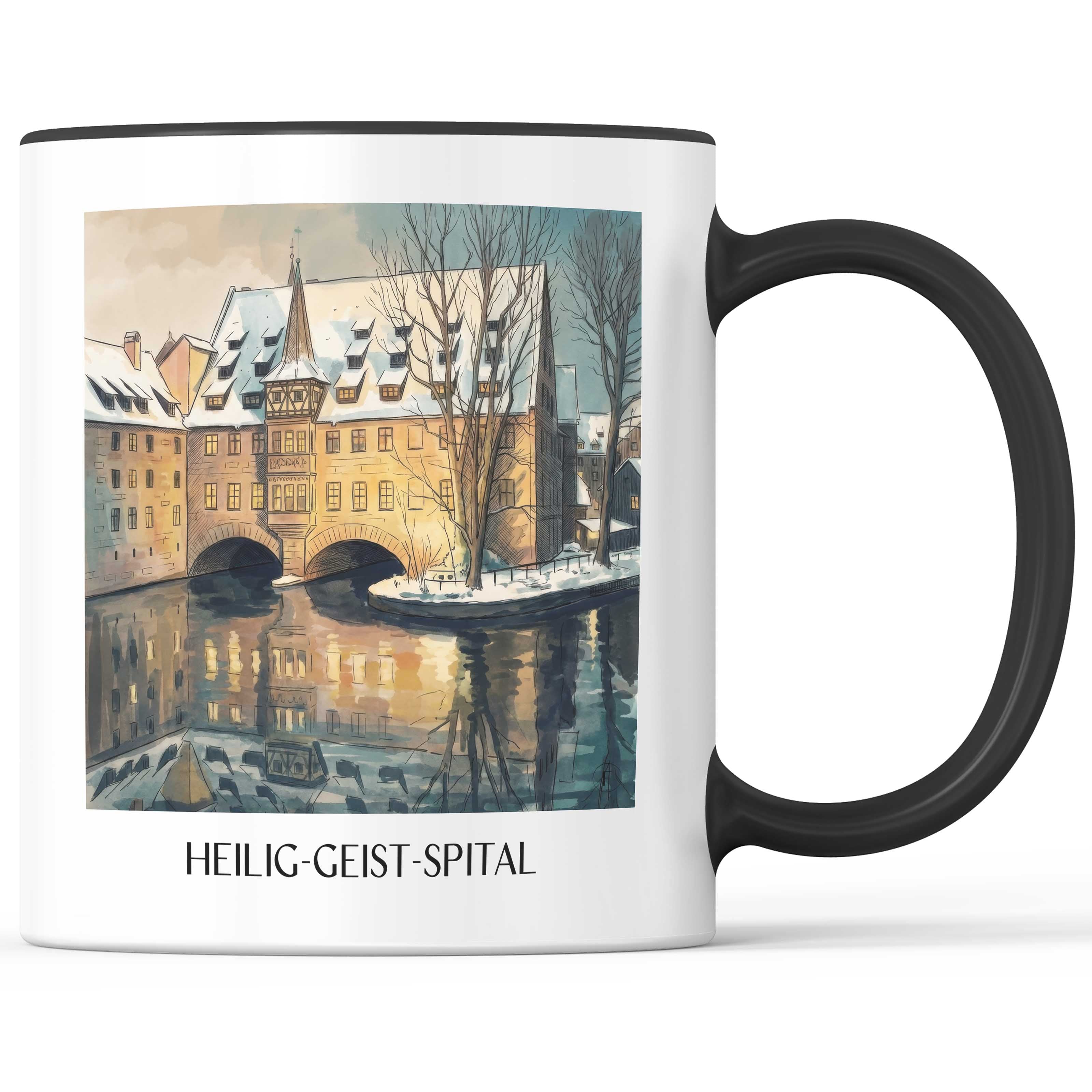heilig-geist-spital-nürnberg-deutschland-kaffeebecher-aquarell