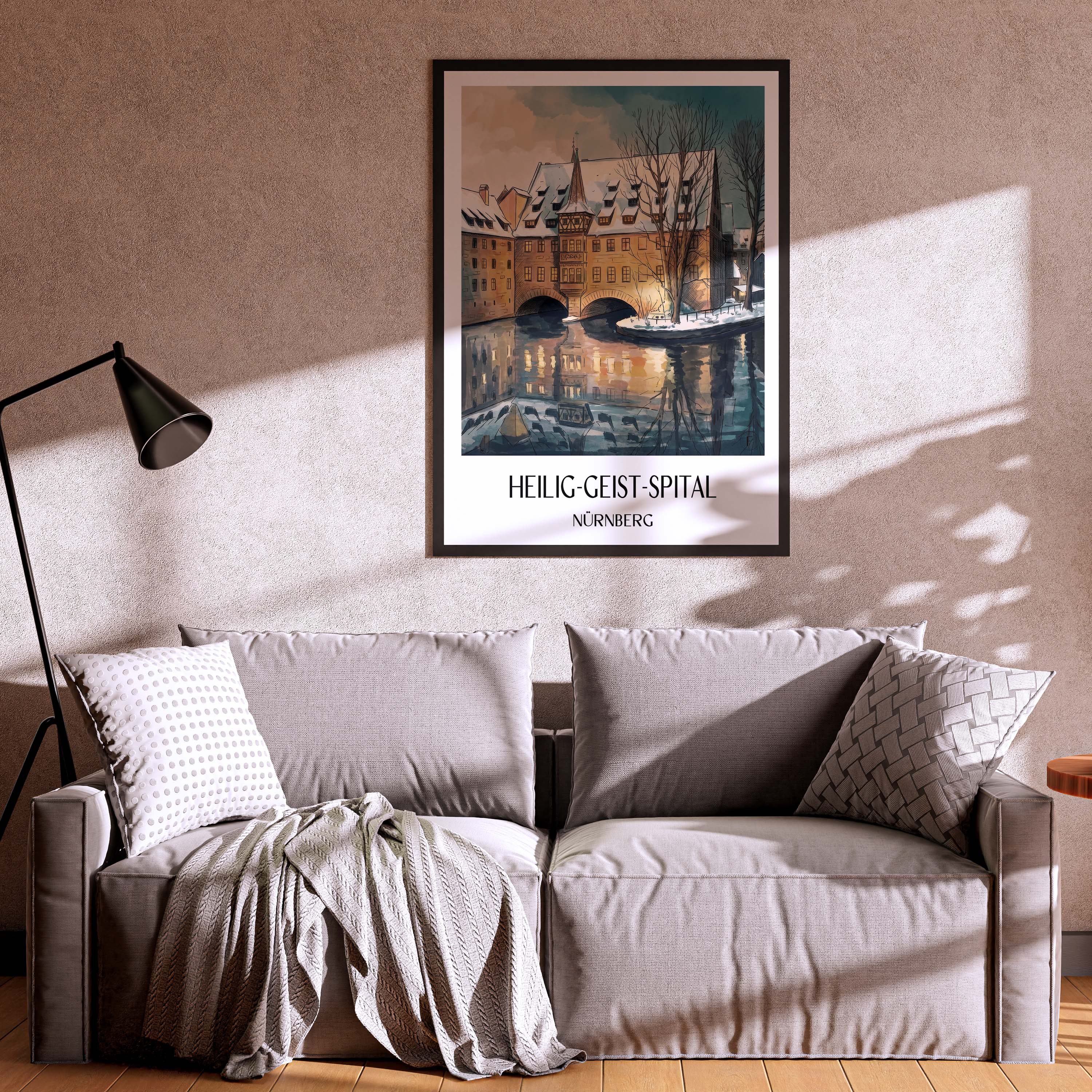 heilig-geist-spital-nürnberg-deutschland-poster-aquarell