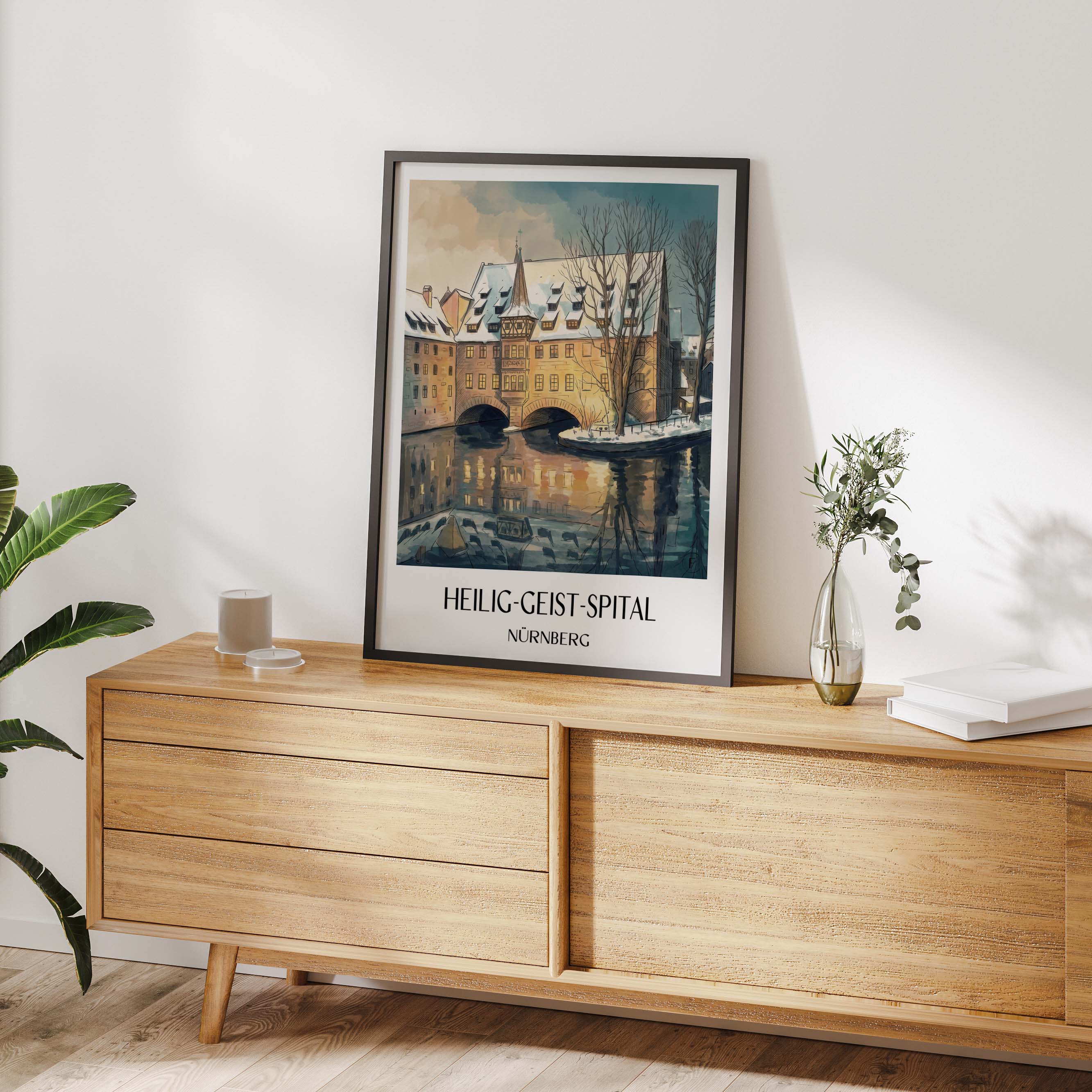 heilig-geist-spital-nürnberg-deutschland-poster-aquarell