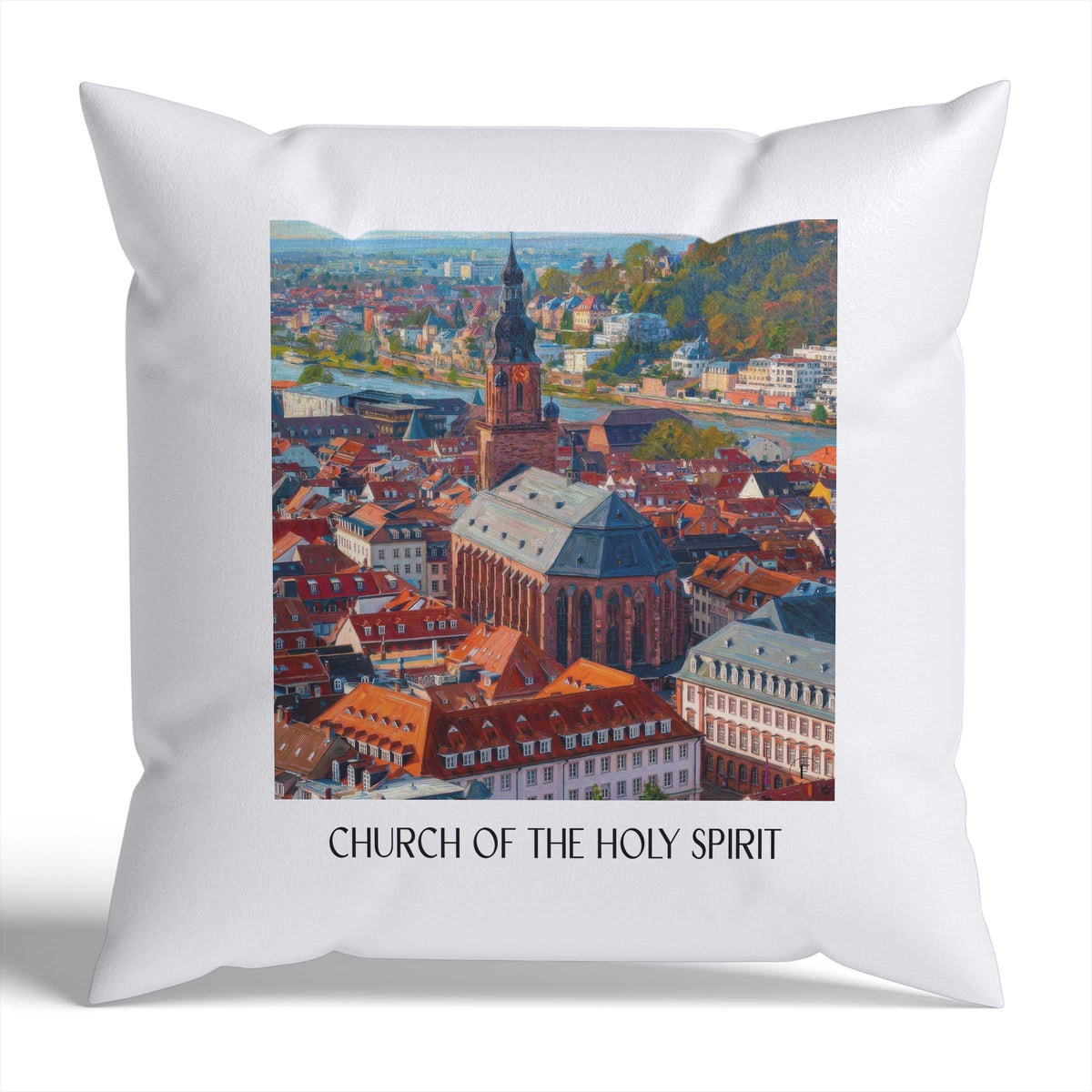 Heiliggeistkirche Kissenhülle - Zierkissen Bezug - Heidelberg - Deutschland Kissen bzw. Kissenbezug im Ölgemälde Stil - favplace