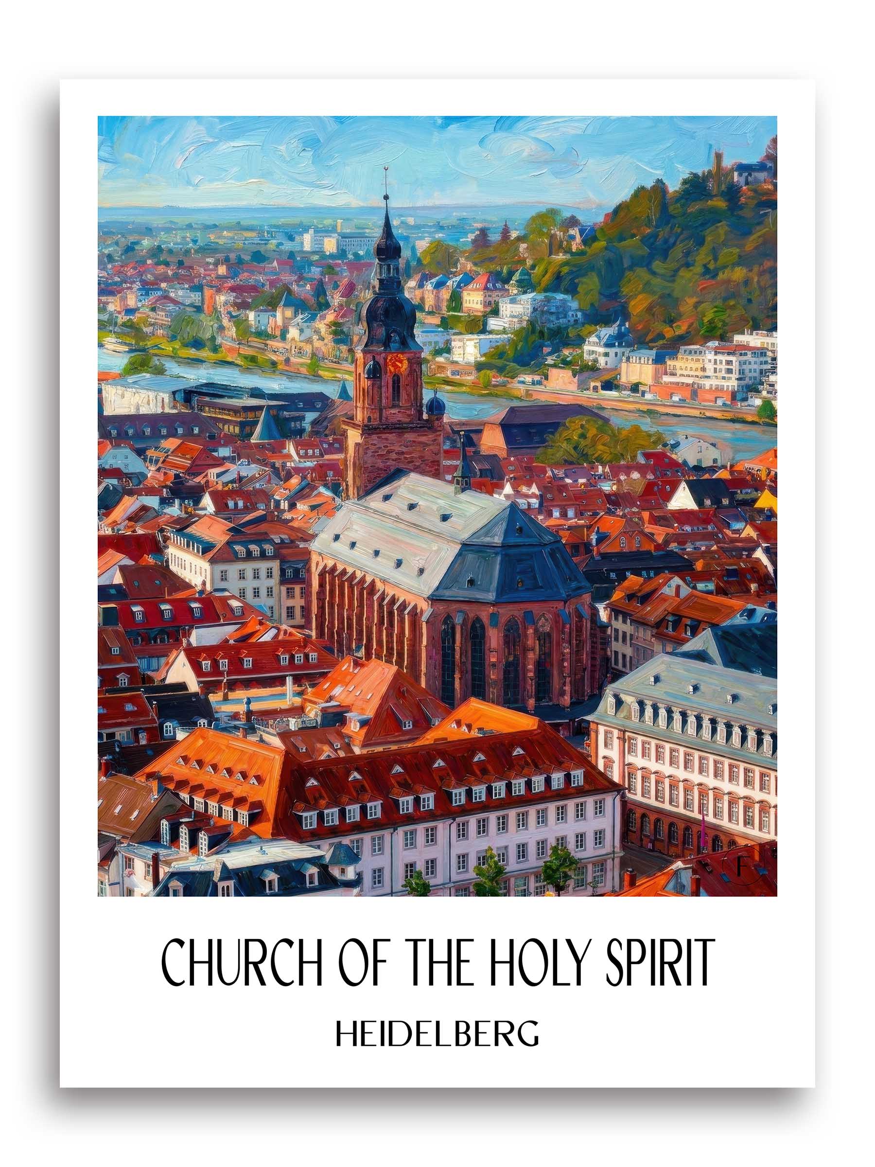 Heiliggeistkirche Poster - Heidelberg - Deutschland Kunstdruck - Ölgemälde von A4 bis A1 - favplace