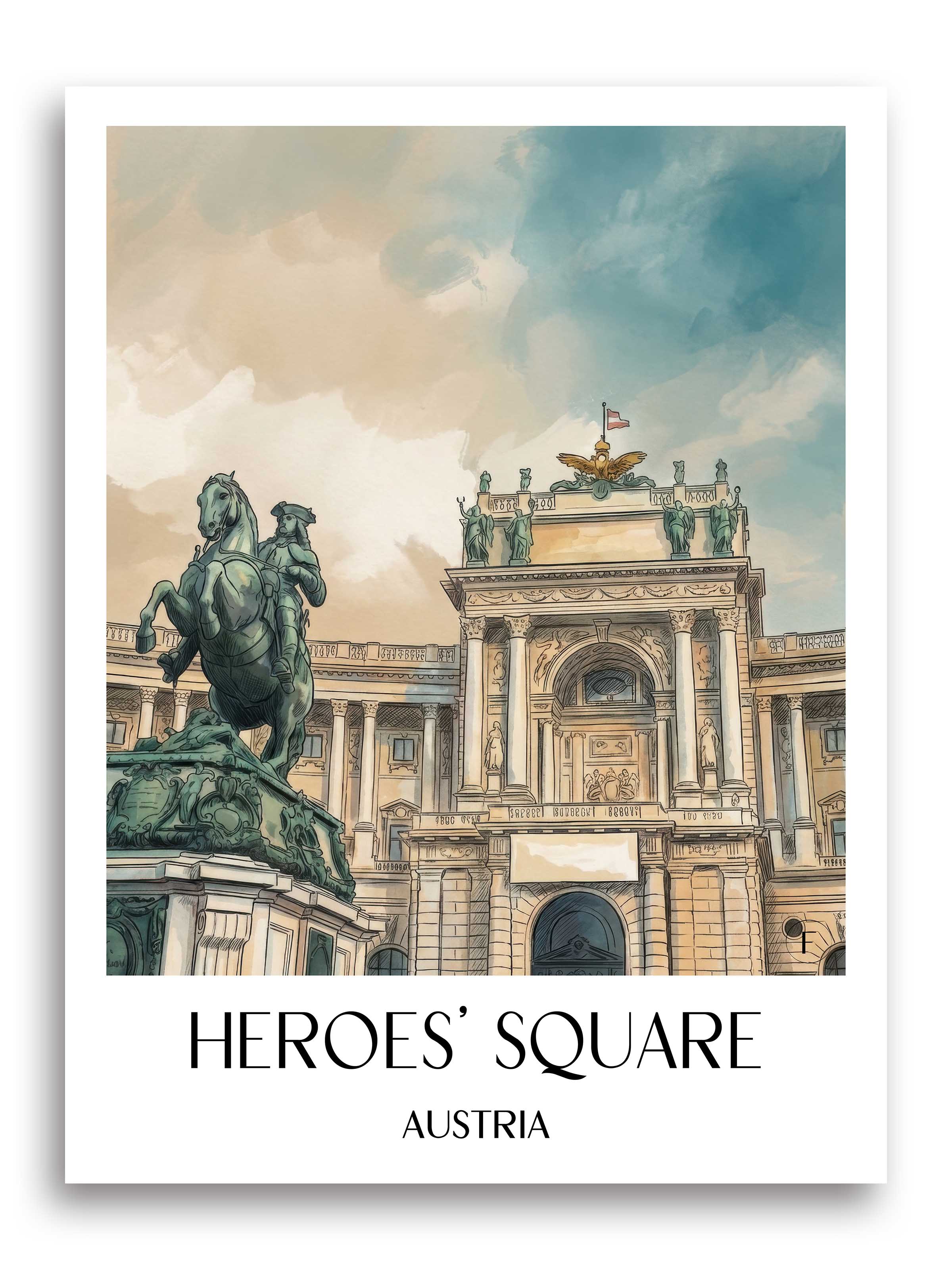 Heldenplatz Poster - Wien - Österreich Kunstdruck - Aquarell von A4 bis A1 - favplace