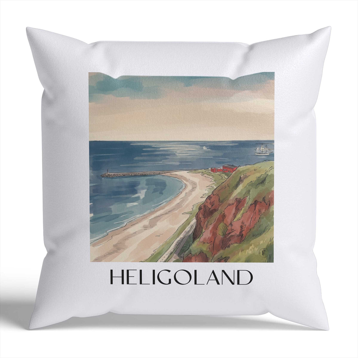 Helgoland Kissenhülle - Zierkissen Bezug - Schleswig-Holstein - Deutschland Kissen bzw. Kissenbezug im Aquarell Stil - favplace