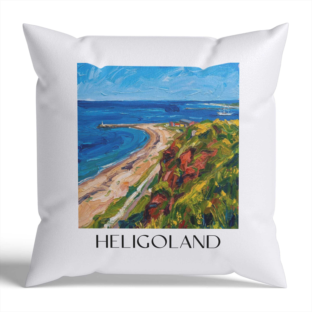 Helgoland Kissenhülle - Zierkissen Bezug - Schleswig-Holstein - Deutschland Kissen bzw. Kissenbezug im Ölgemälde Stil - favplace