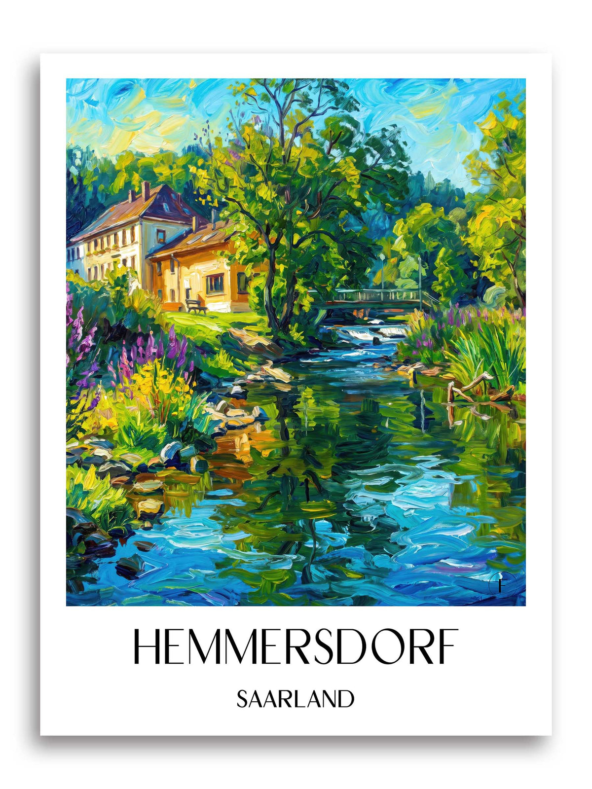 Hemmersdorf Poster - Saarland - Deutschland Kunstdruck - Ölgemälde von A4 bis A1