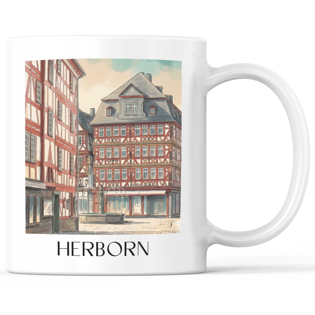 Herborn Kaffeebecher - Westerwald - Deutschland Becher - Kaffeetasse im Aquarell Stil - favplace