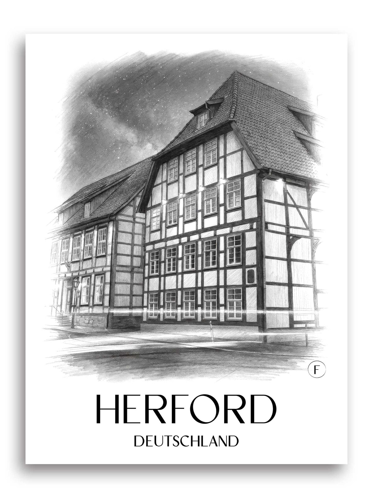 herford-ostwestfalen-deutschland-poster-bleistift-zeichnung-drawing