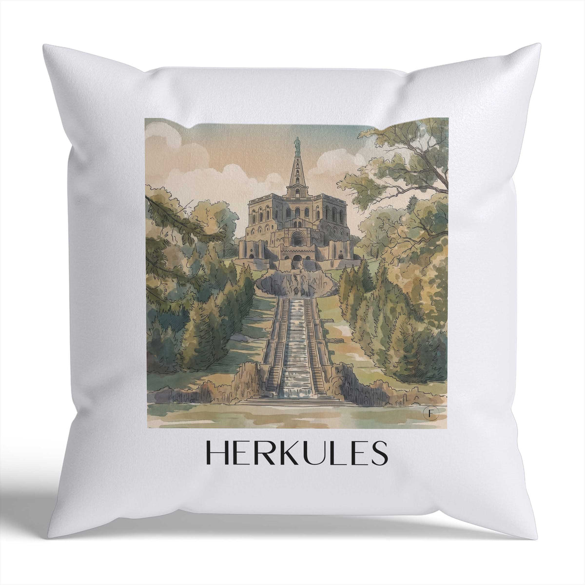 herkules-kassel-deutschland-kissenbezug-aquarell