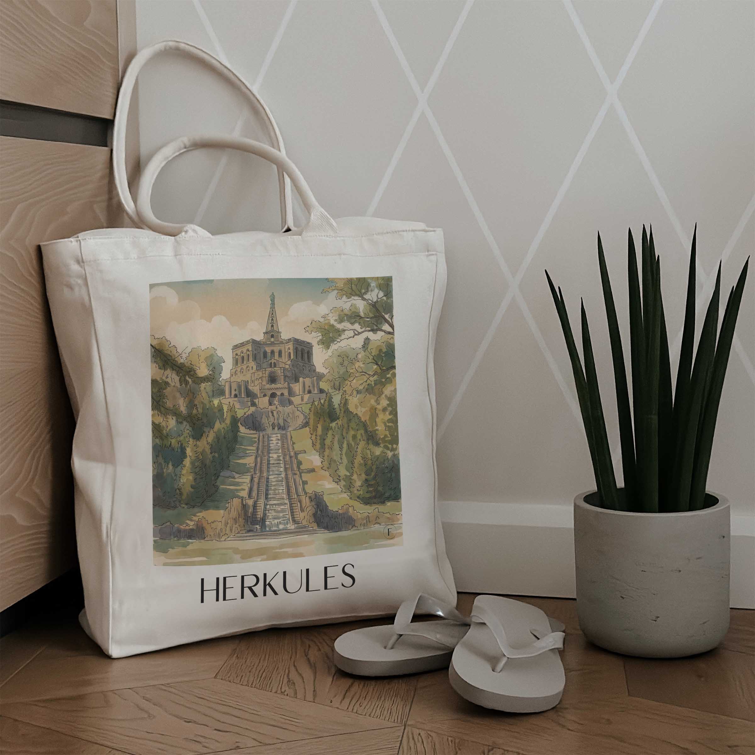 herkules-kassel-deutschland-einkaufstasche-aquarell
