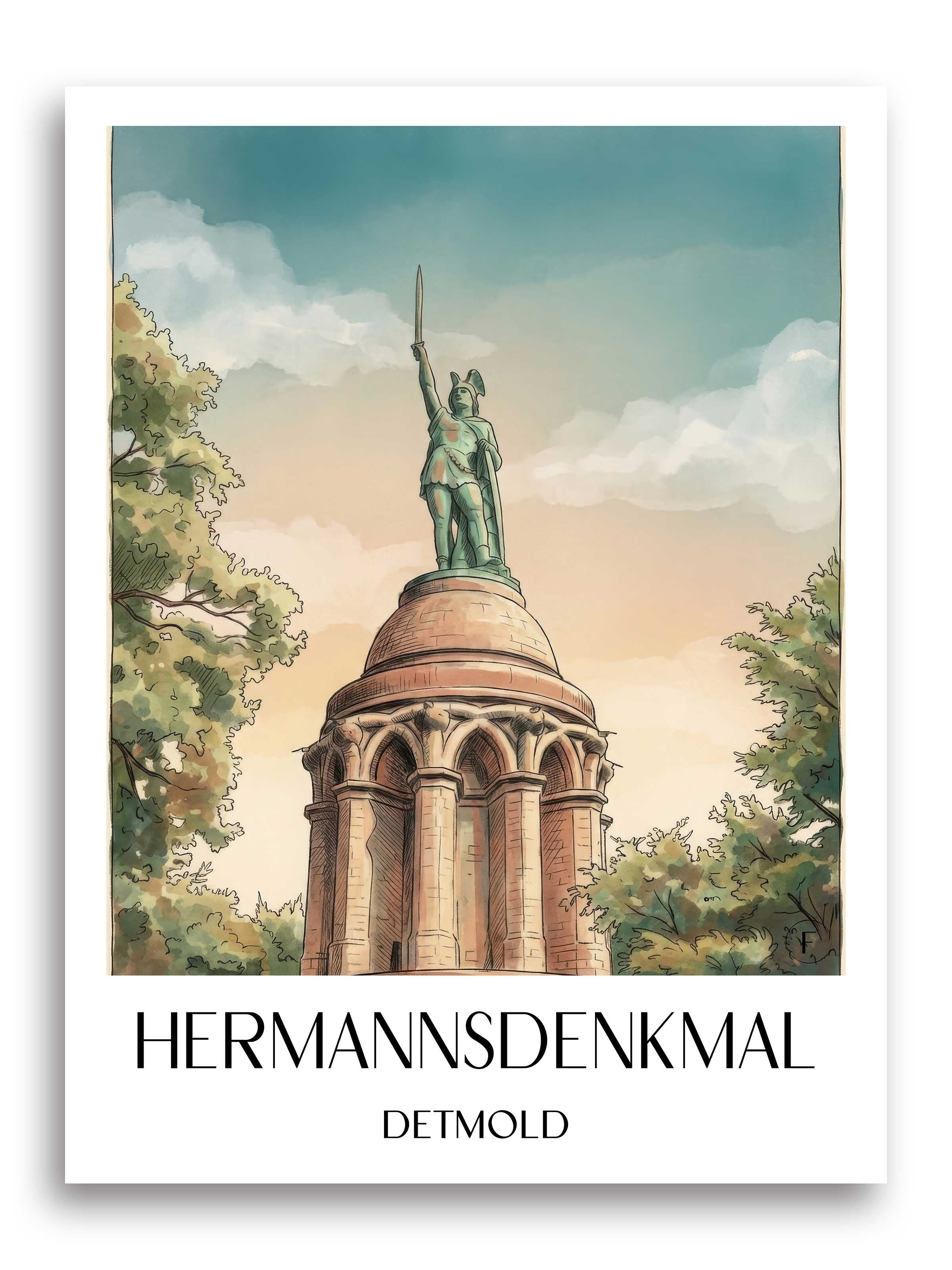 hermannsdenkmal-detmold-deutschland-poster-aquarell