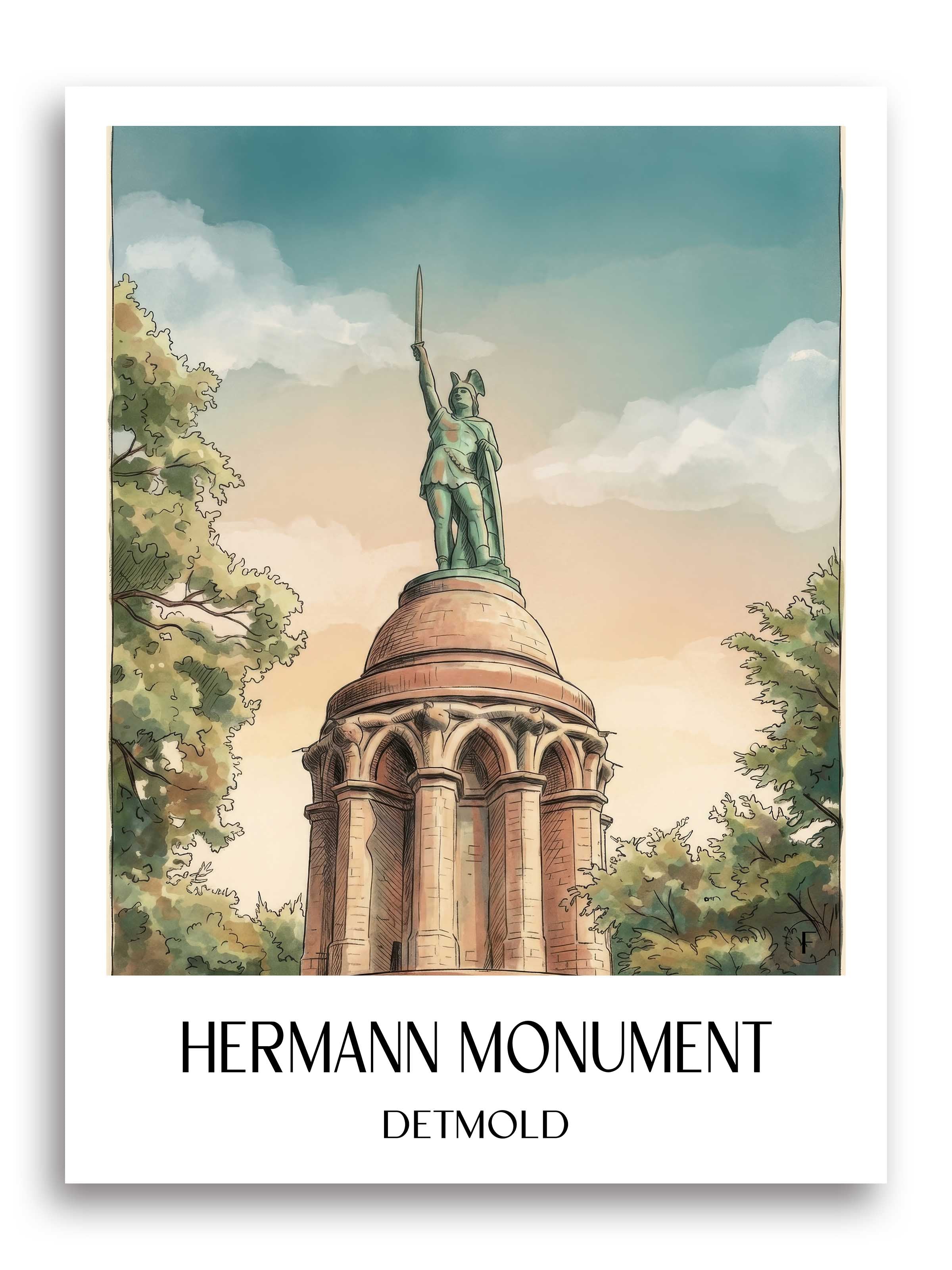 Hermannsdenkmal Poster - Detmold - Deutschland Kunstdruck - Aquarell von A4 bis A1 - favplace