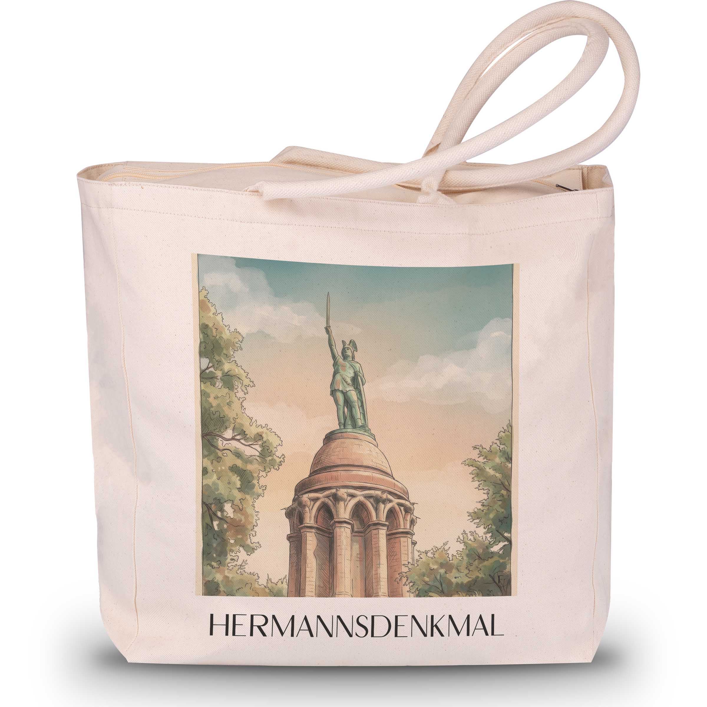 hermannsdenkmal-detmold-deutschland-einkaufstasche-aquarell