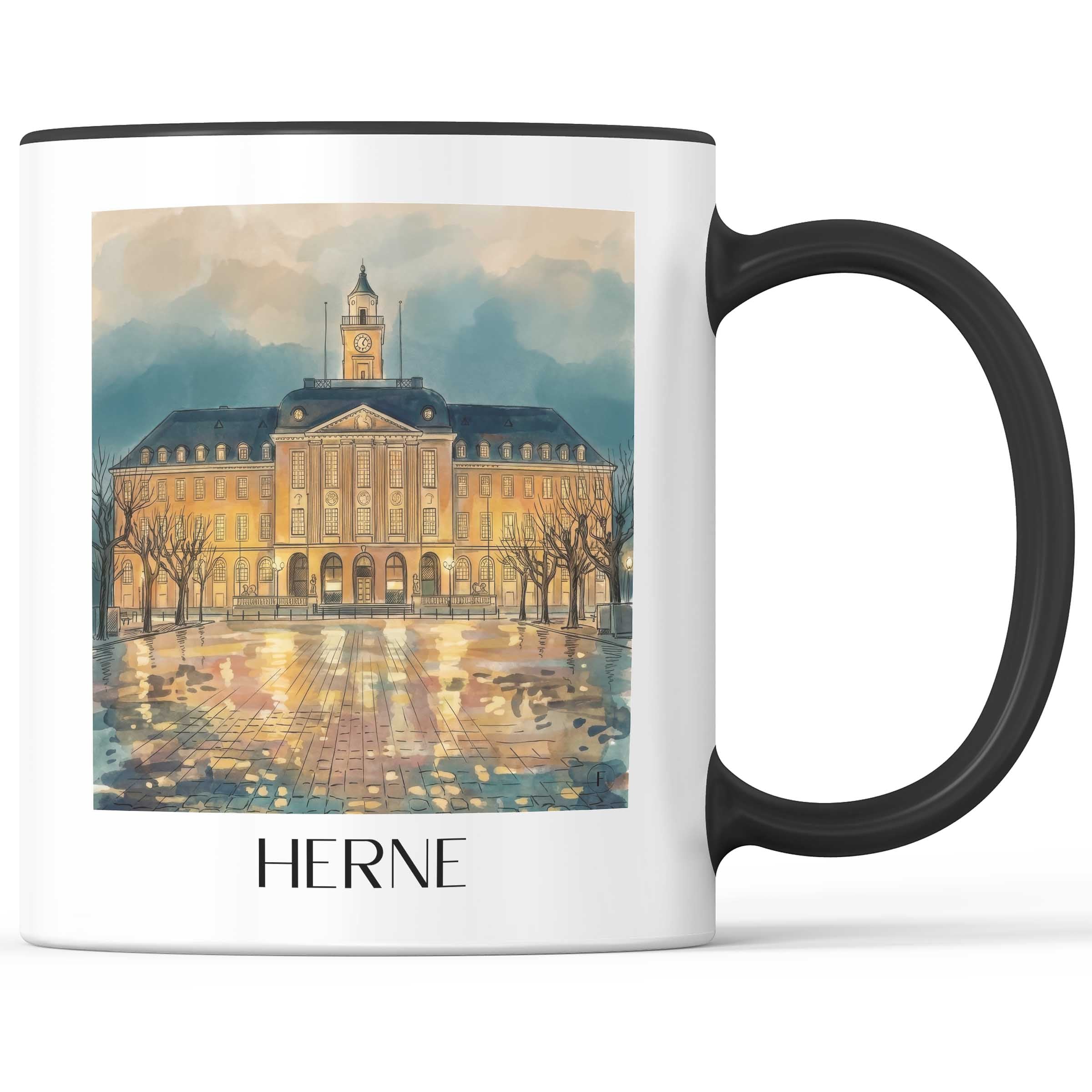 herne-ruhrgebiet-deutschland-kaffeebecher-aquarell
