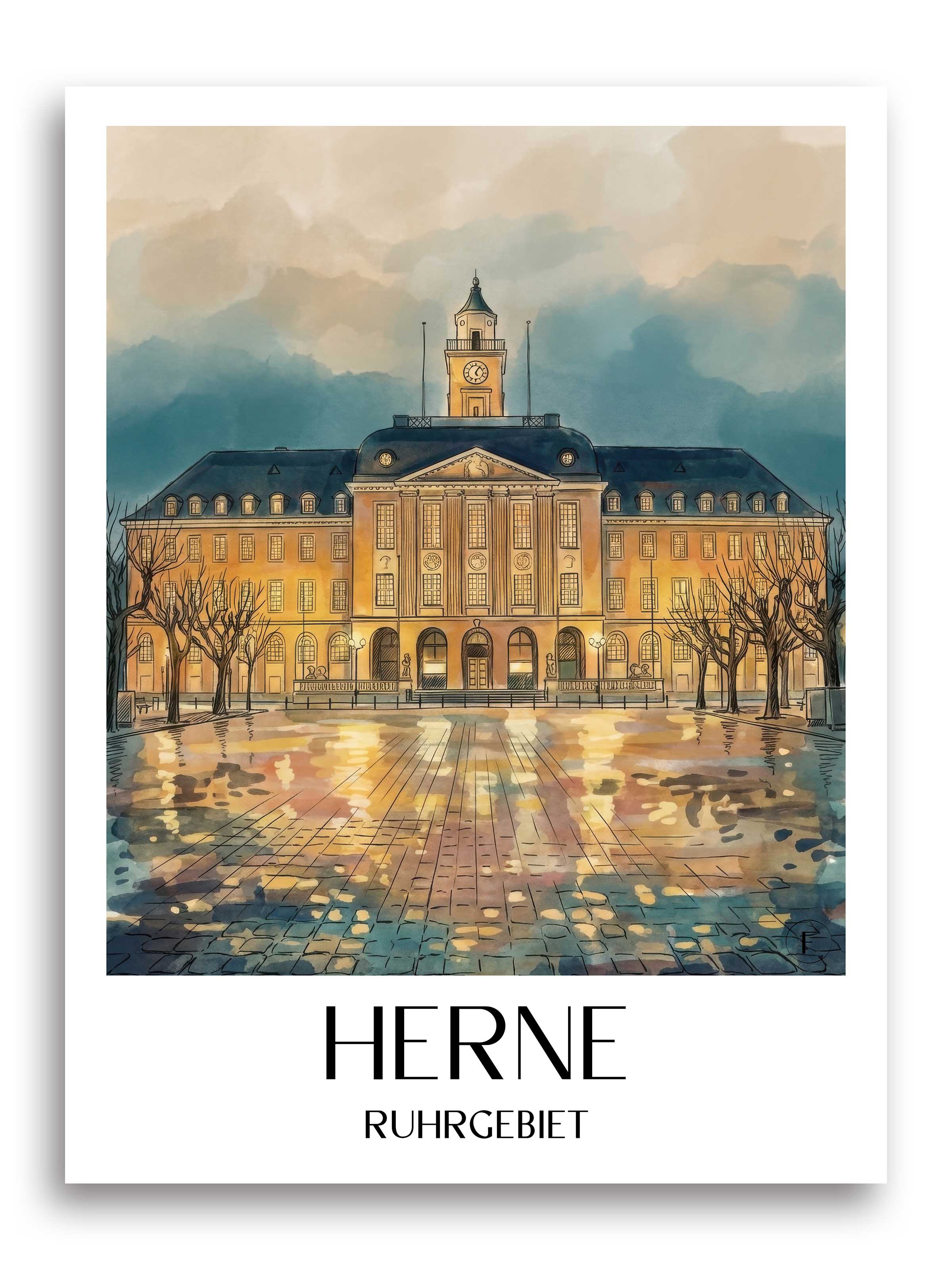 herne-ruhrgebiet-deutschland-poster-aquarell