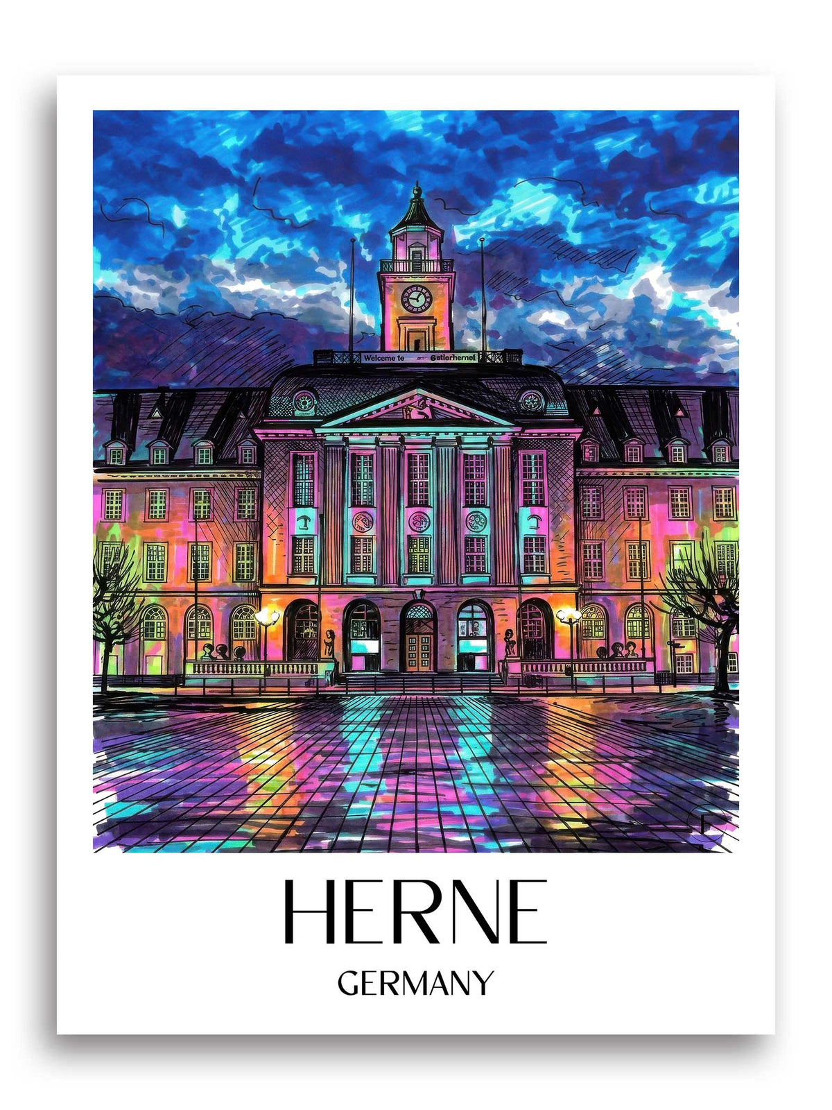Herne Poster - Ruhrgebiet - Deutschland Kunstdruck - Tag Graffiti von A4 bis A1 - favplace