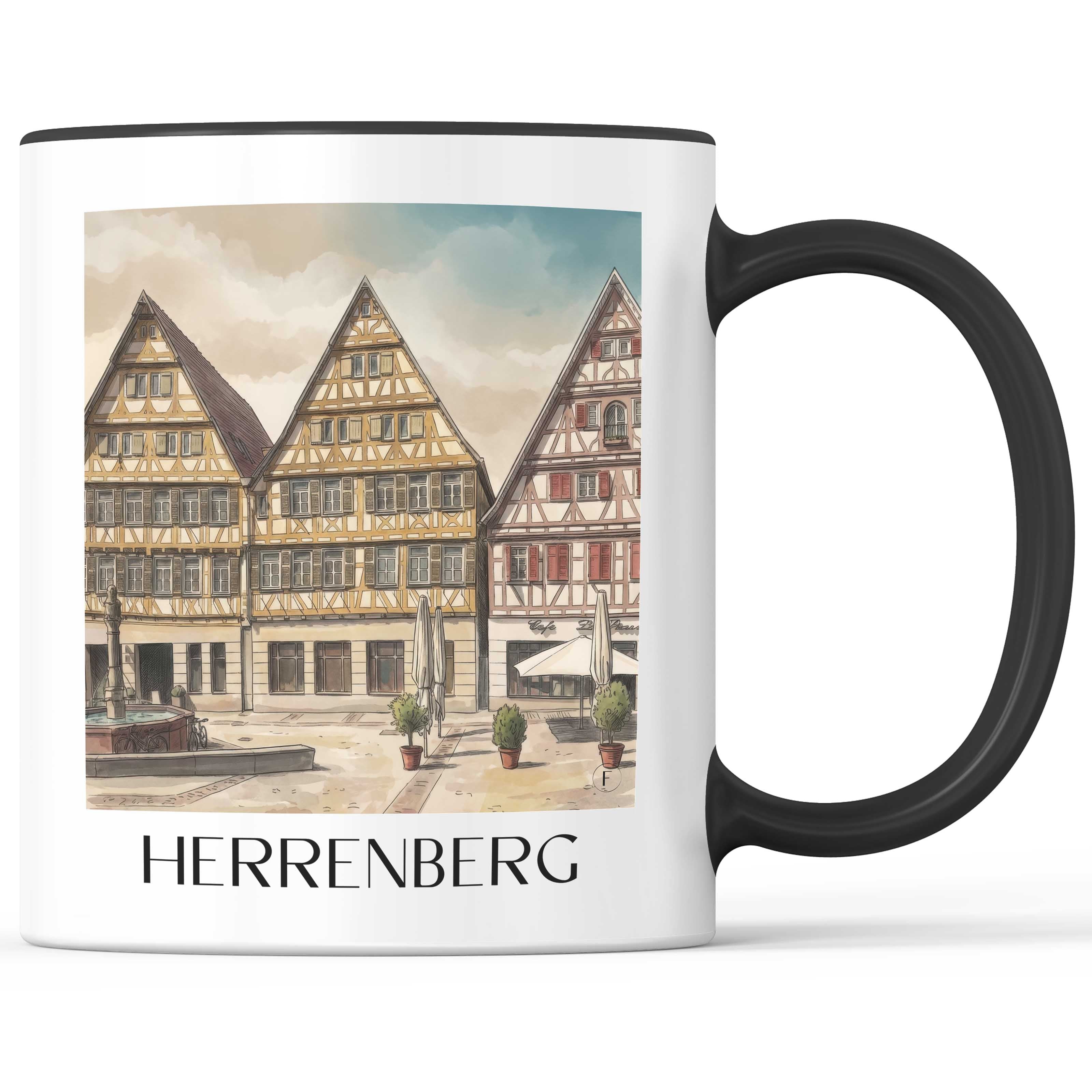 herrenberg-deutschland-kaffeebecher-aquarell