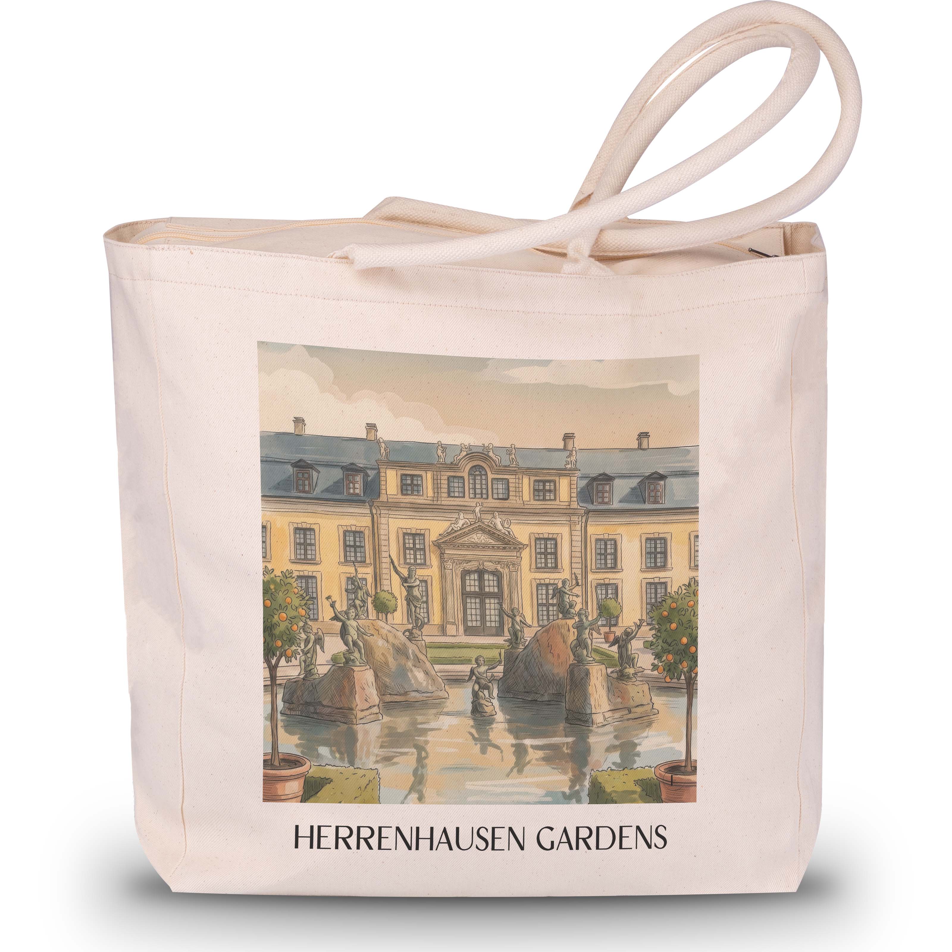 Herrenhäuser Gärten Shopping Tasche - Hannover - Deutschland Tote Bag - Einkaufstasche im Aquarell Stil - favplace