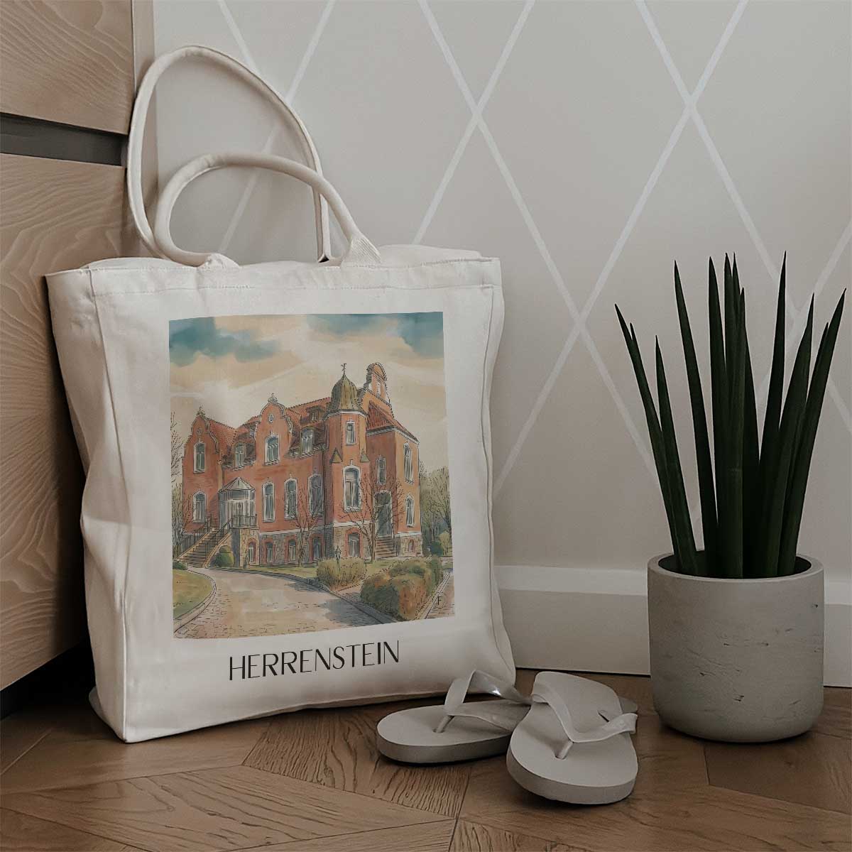herrenstein-brandenburg-deutschland-einkaufstasche-aquarell