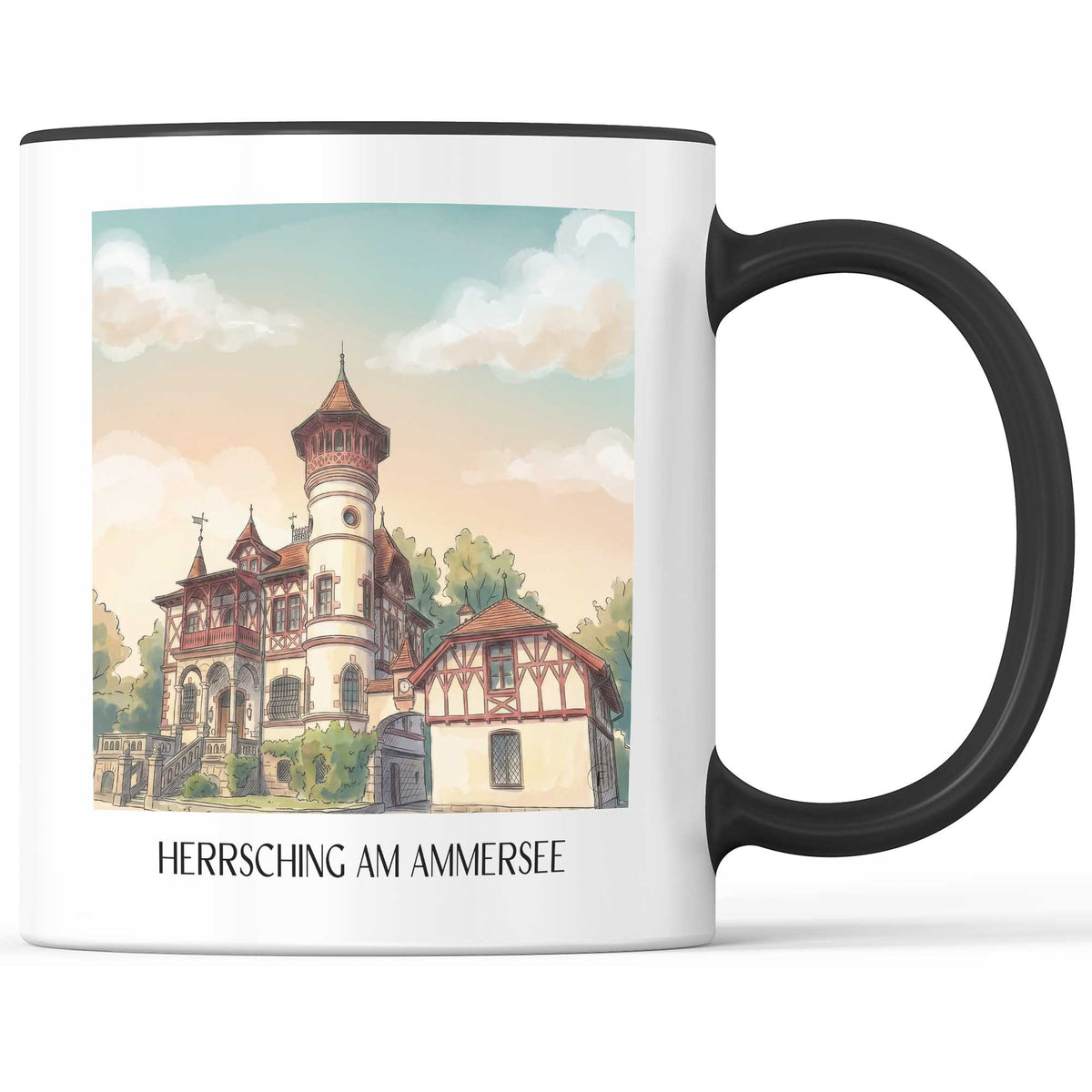 herrsching-am-ammersee-fünfseenland-deutschland-kaffeebecher-aquarell