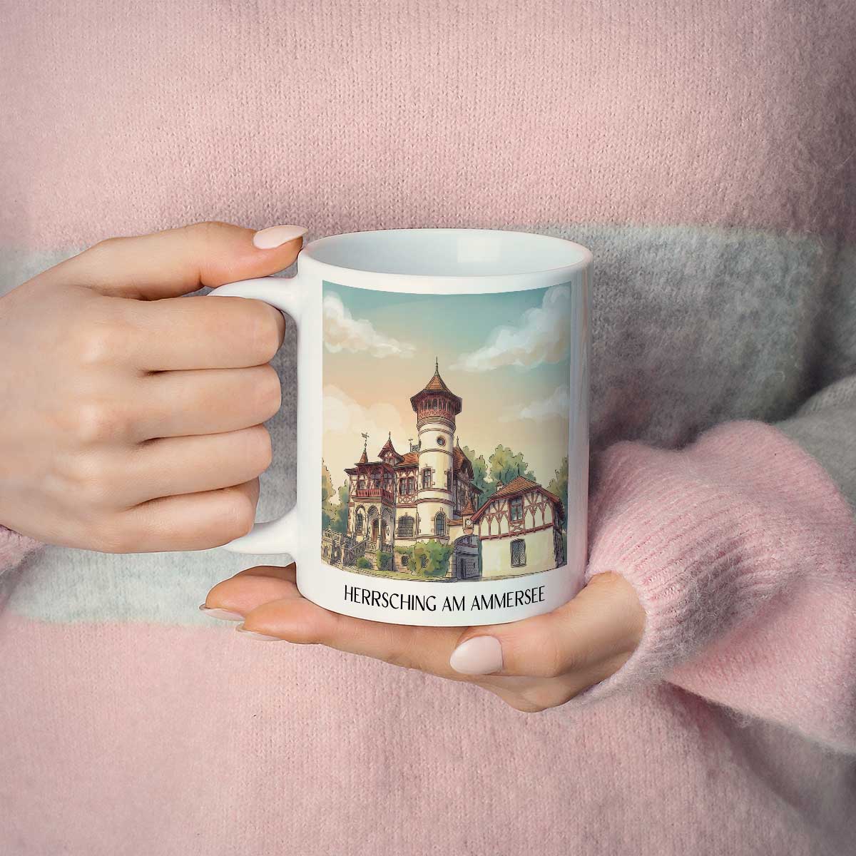 herrsching-am-ammersee-fünfseenland-deutschland-kaffeebecher-aquarell