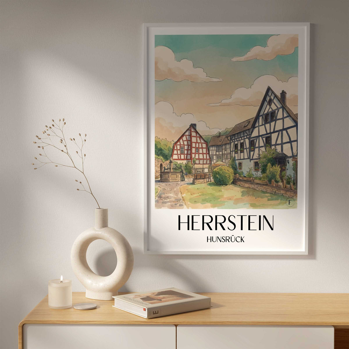 herrstein-hunsrück-deutschland-poster-aquarell