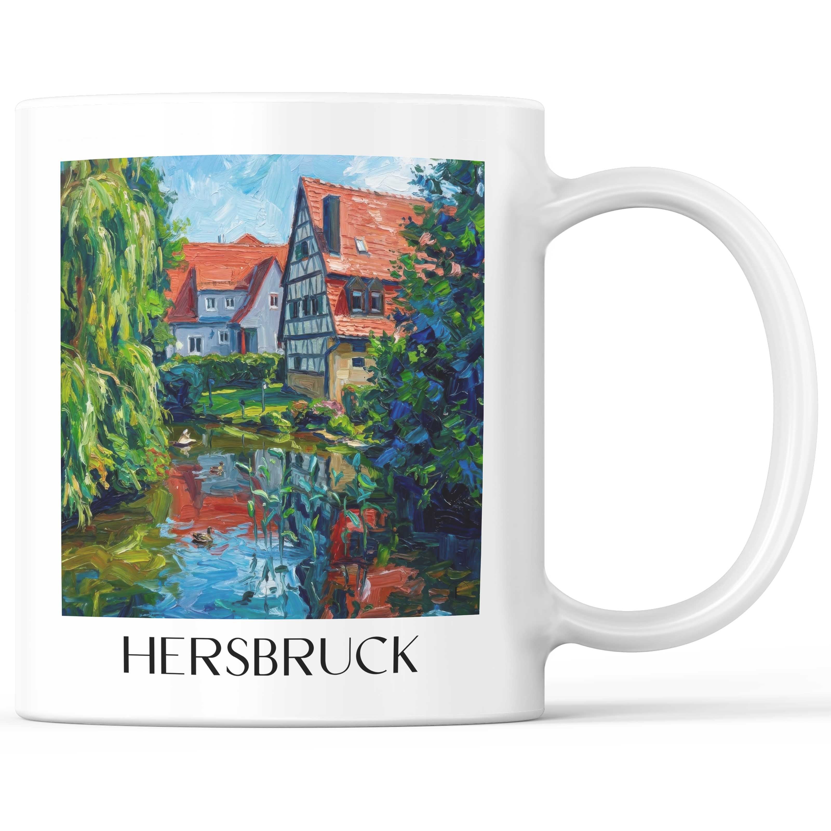 Hersbruck Kaffeebecher - Mittelfranken - Deutschland Becher - Kaffeetasse im Ölgemälde Stil - favplace