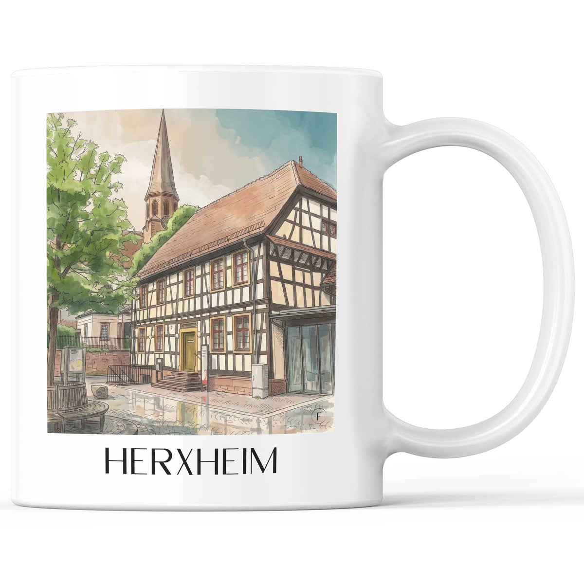 Herxheim Kaffeebecher - Pfalz - Deutschland Becher - Kaffeetasse im Aquarell Stil - favplace