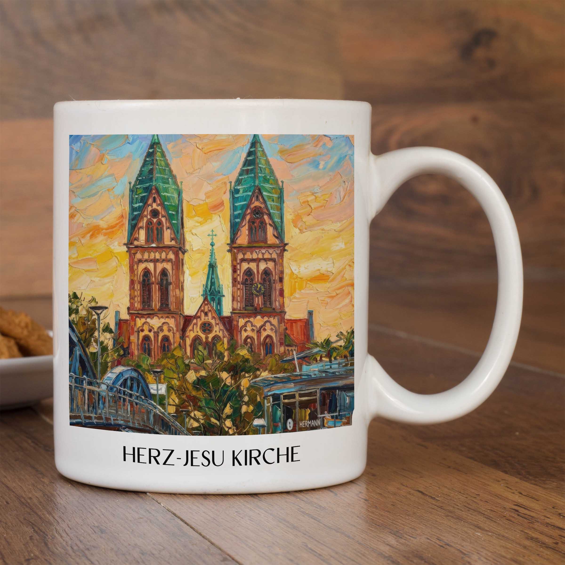 herz-jesu-kirche-freiburg-deutschland-kaffeebecher-oil-painting-oelgemaelde