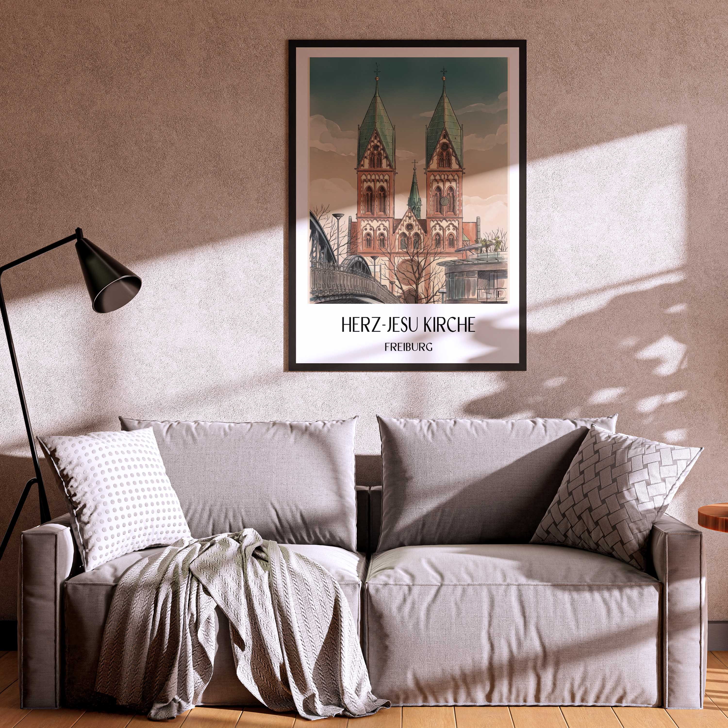 herz-jesu-kirche-freiburg-deutschland-poster-aquarell