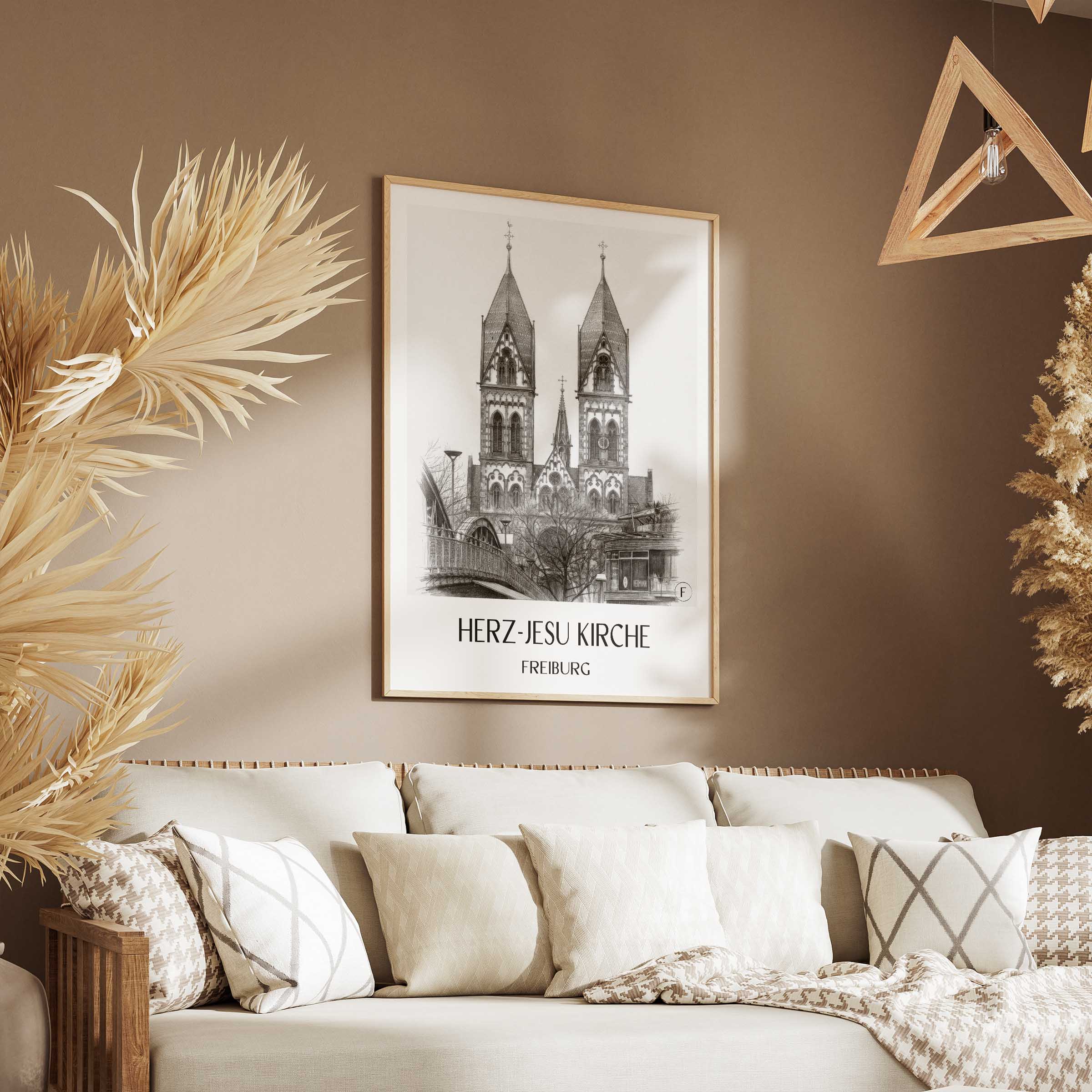 herz-jesu-kirche-freiburg-deutschland-poster-bleistift-zeichnung-drawing