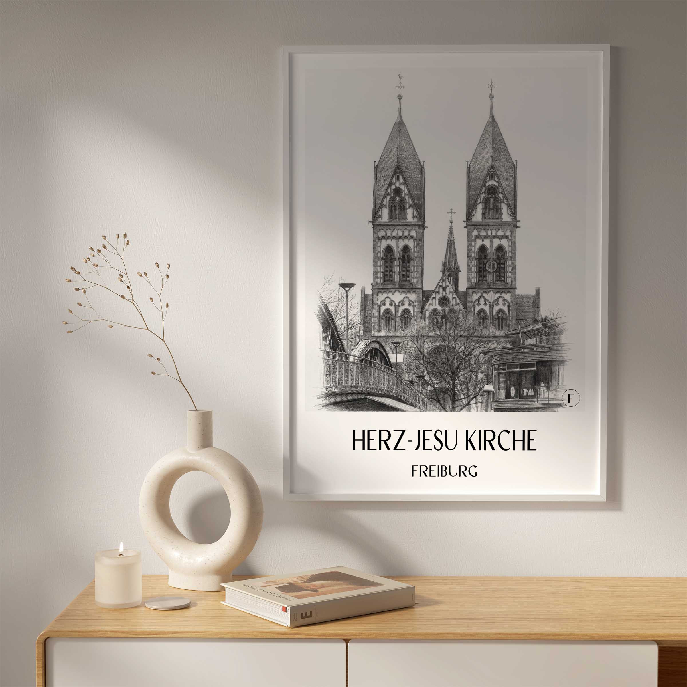 herz-jesu-kirche-freiburg-deutschland-poster-bleistift-zeichnung-drawing