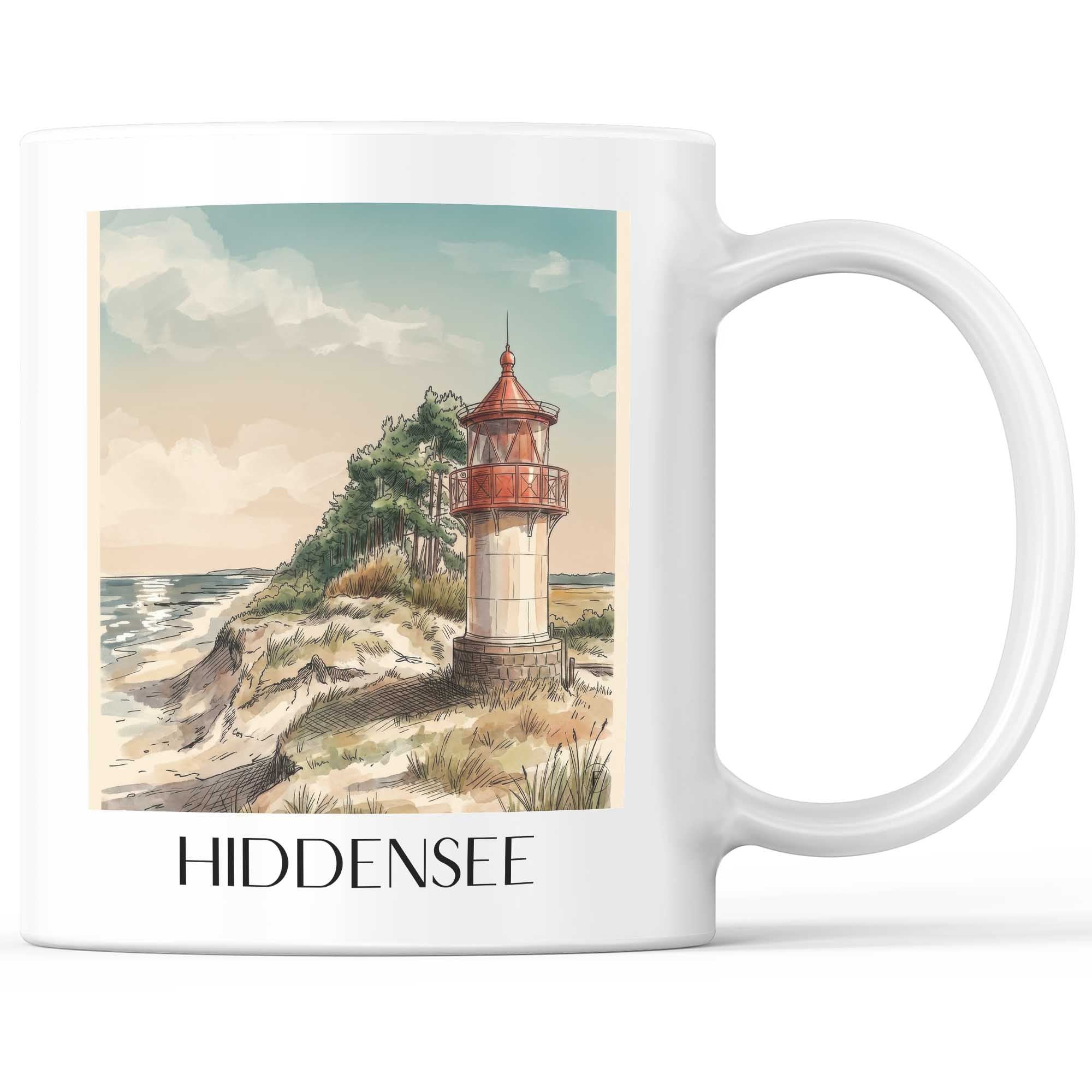 Hiddensee Kaffeebecher - Vorpommern - Deutschland Becher - Kaffeetasse im Aquarell Stil - favplace