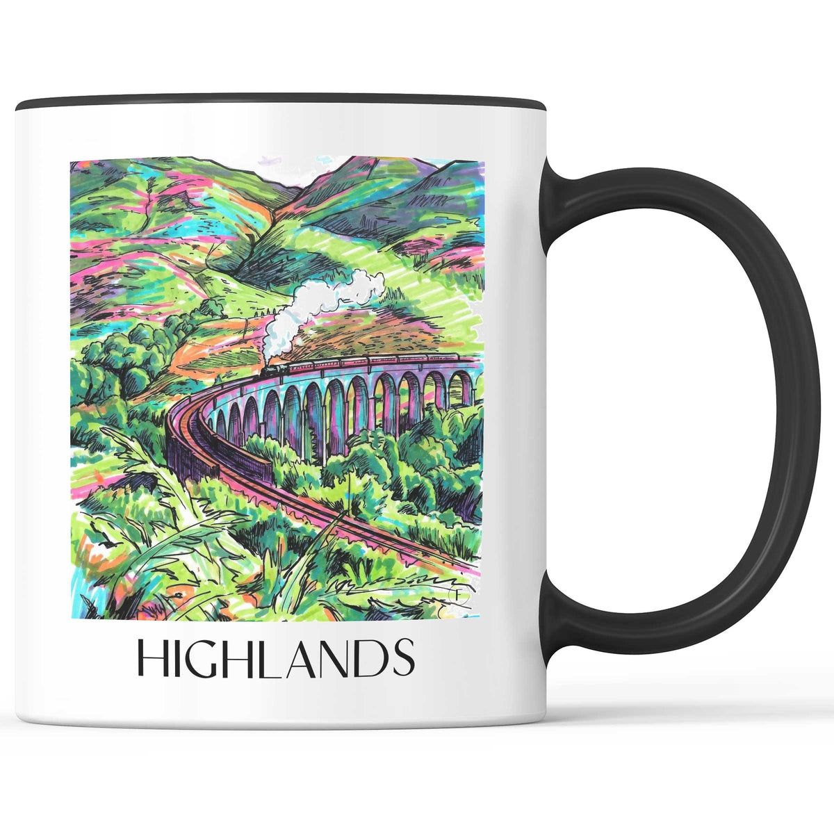 Highlands Kaffeebecher - Schottland - Schottland Becher - Kaffeetasse im Tag Graffiti Stil - favplace